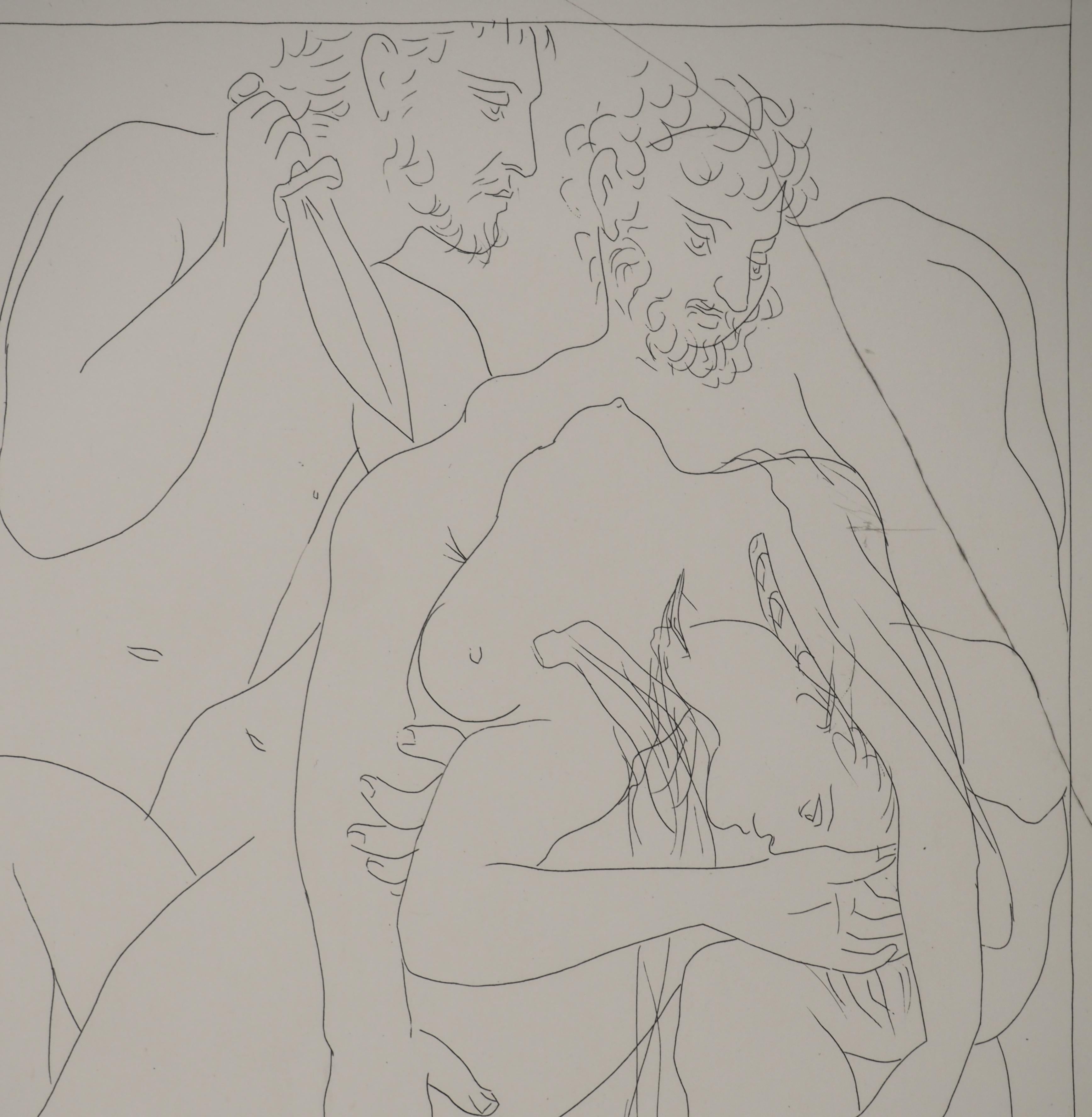 Métarmorphoses d'Ovide, On Achilles' Tomeb - Original Etching (Baer #168) - Gray Figurative Print by Pablo Picasso