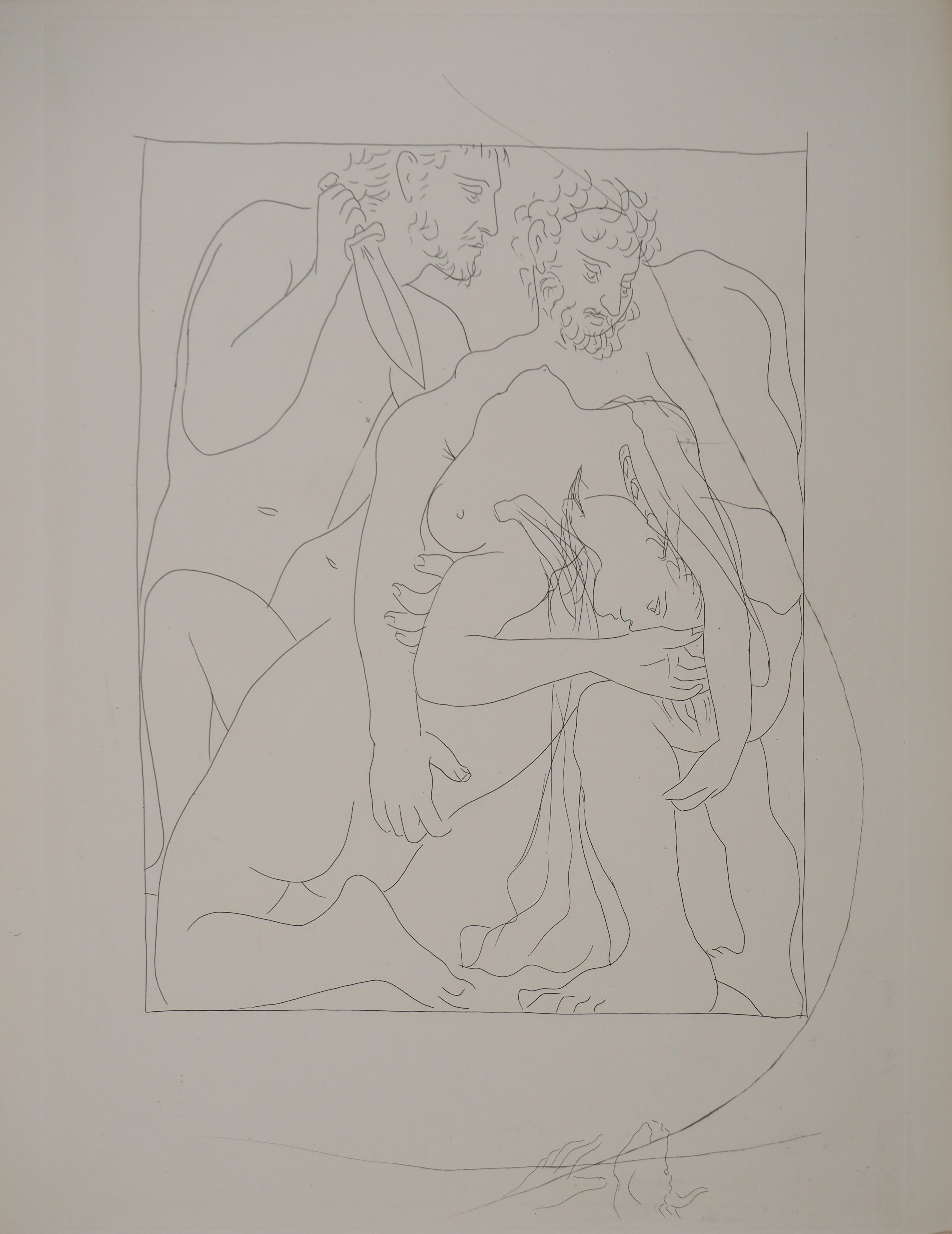 Métarmorphoses d'Ovide, On Achilles' Tomeb - Original Etching (Baer #168)