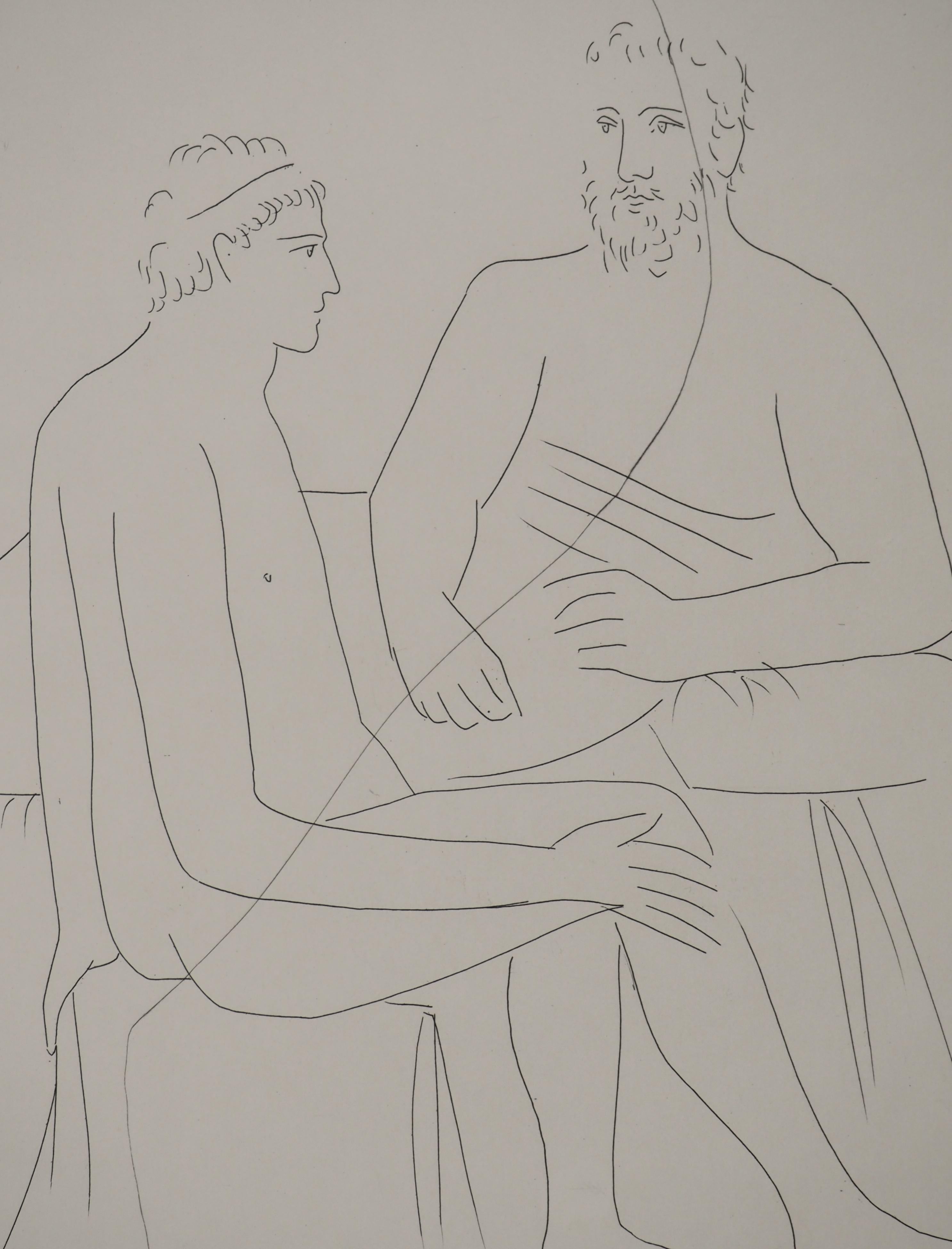 Métarmorphoses d'Ovide, Pythagore et Numa - Gravure originale (Baer #172) - Gris Portrait Print par Pablo Picasso