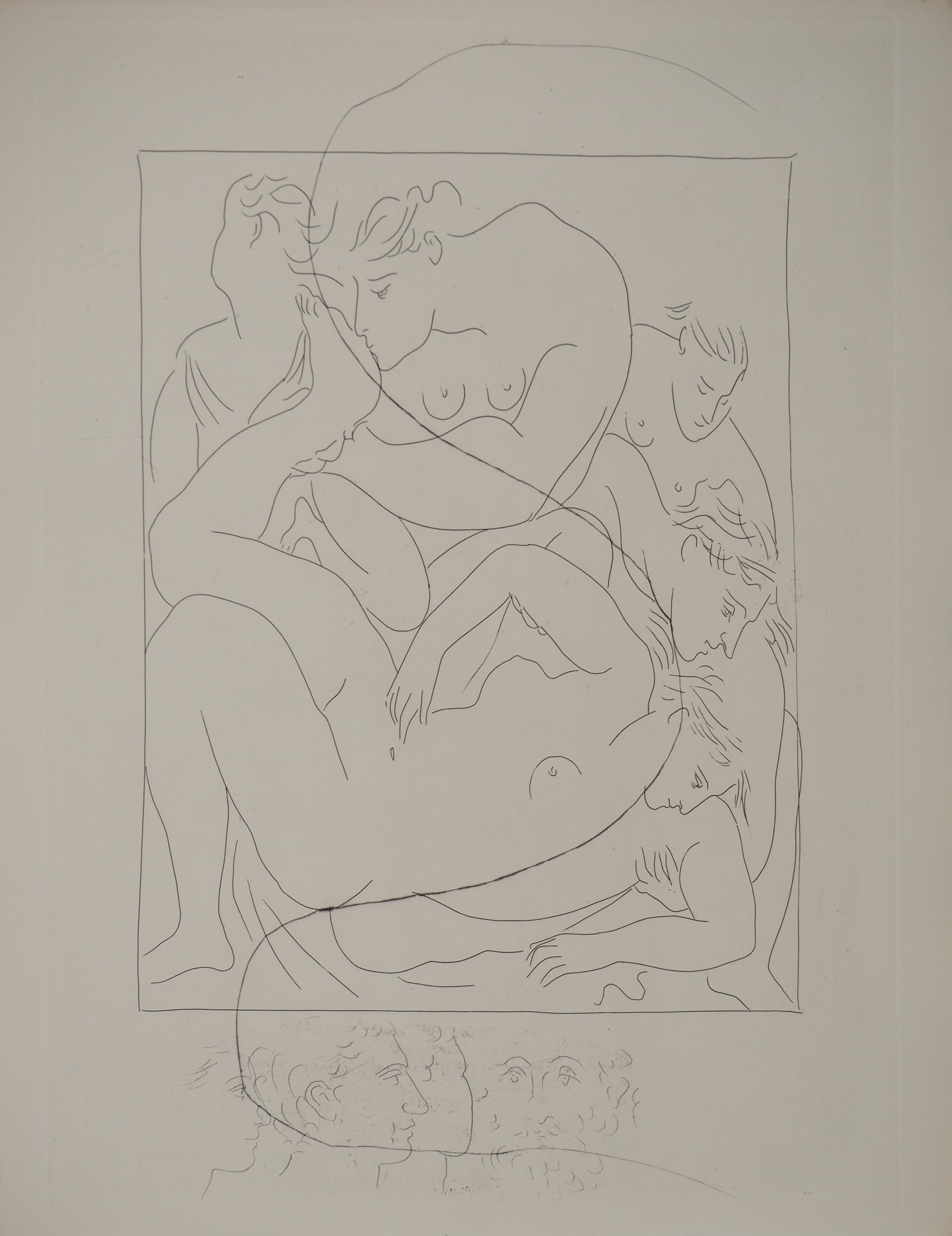 Métarmorphoses d'Ovide, Snake Bite - Original Etching (Baer #162)