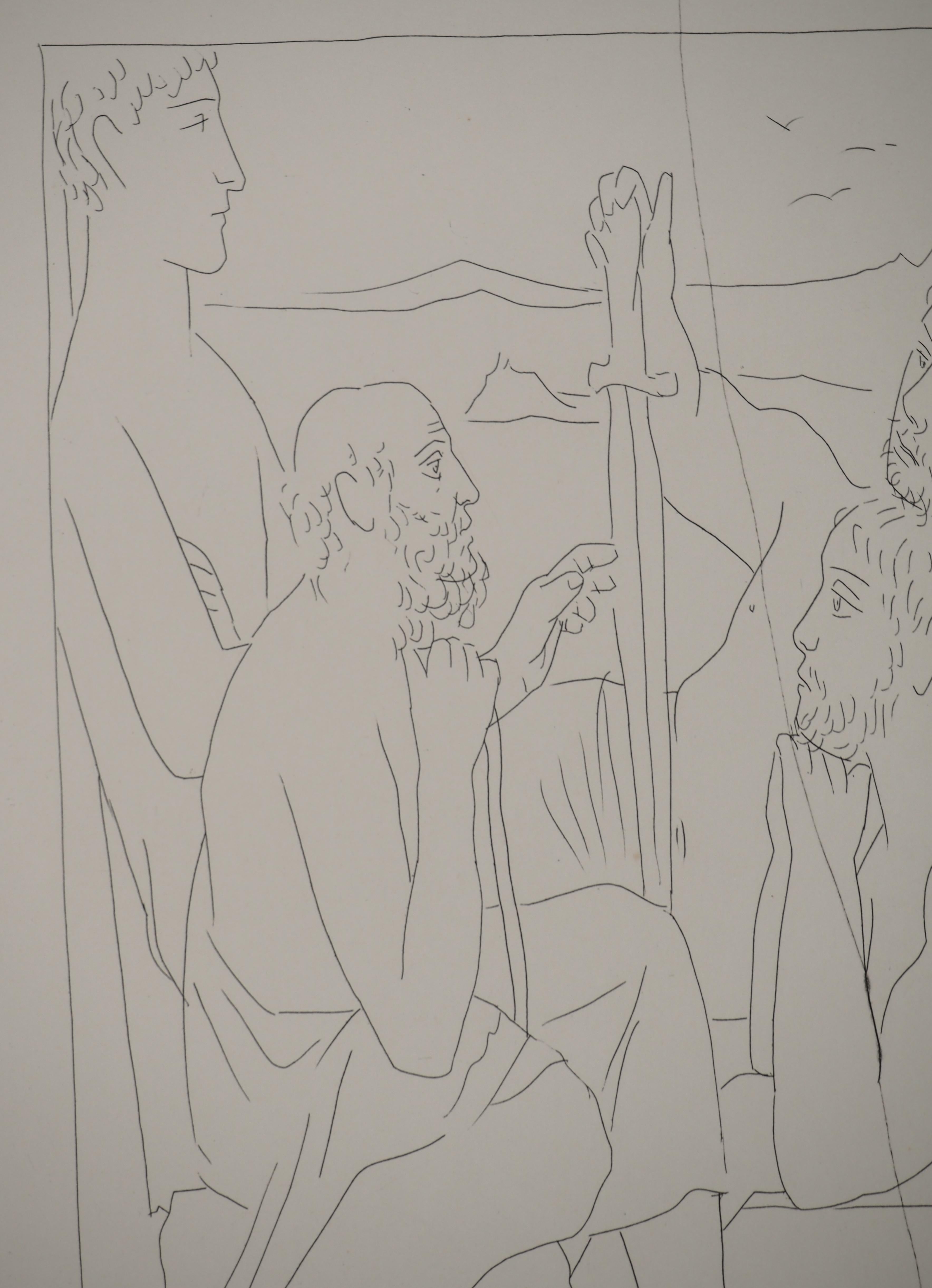 Métarmorphoses d'Ovide, Erzählungen vom Trojanischen Krieg - Original-Radierung (Baer #166) (Grau), Figurative Print, von Pablo Picasso