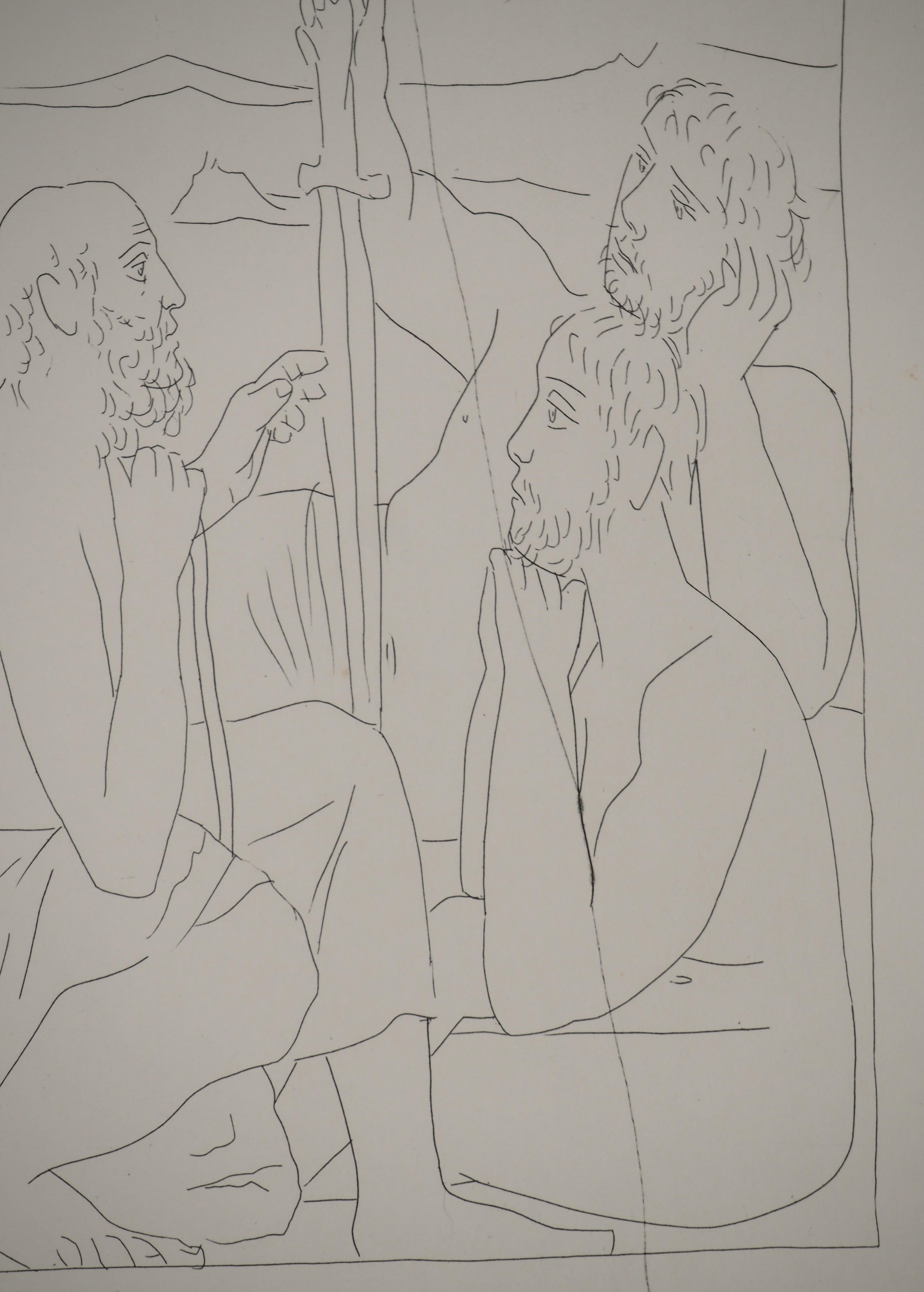 Pablo PICASSO
Métarmorphoses d'Ovide, Erzählungen aus dem Trojanischen Krieg, 1936

Original-Radierung (Atelier Lacourière, Paris)
Vorzeichenlos
Auf BFK Rives Vellum 32,5 x 25 cm (12,7 x 9,8 Zoll)

REFERENZEN : 
- Gesamtkatalog Bloch #122
- Katalog