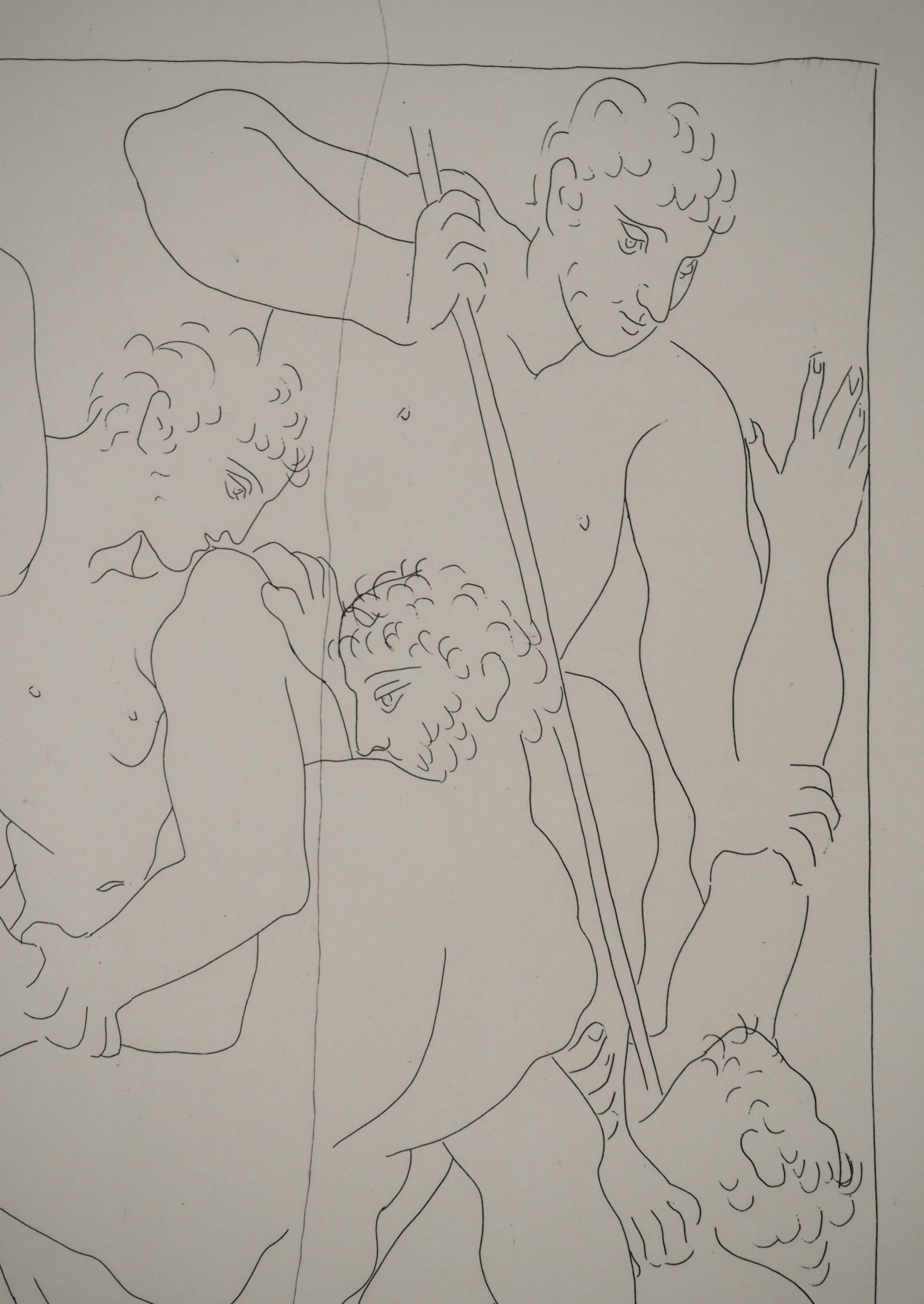 Métarmorphoses d'Ovide, The Battle - Original Etching (Baer #152) - Gray Figurative Print by Pablo Picasso