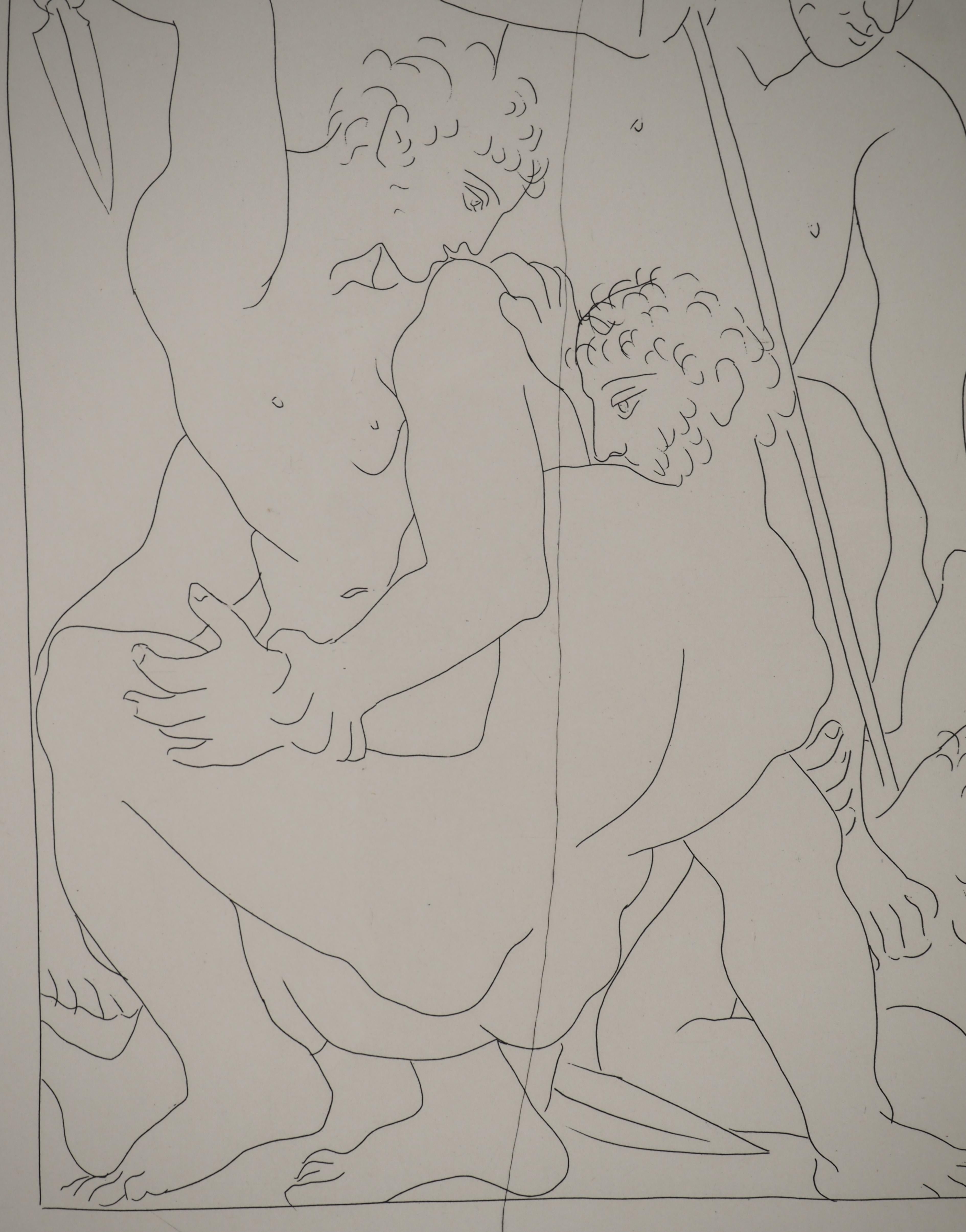 Pablo PICASSO
Métarmorphoses d'Ovide, The Battle, 1936

Original etching (Atelier Lacourière, Paris)
Unsigned
On BFK Rives vellum 32.5 x 25 cm (12.7 x 9.8 in)

REFERENCES : 
- Catalog raisonne Bloch #108
- Catalog raisonne Baer #152

INFORMATION :