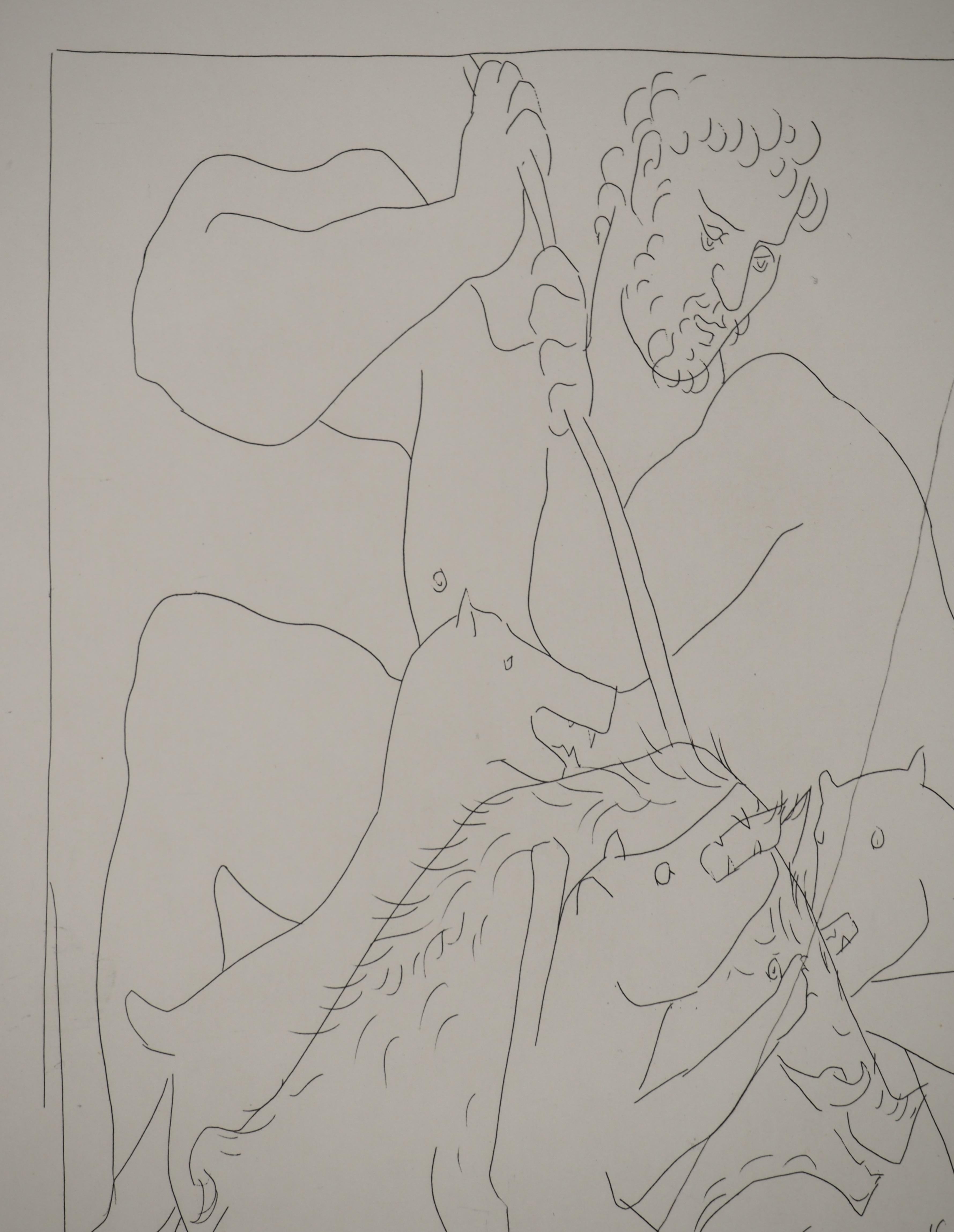 Métarmorphoses d'Ovide, The Calydon Boar - Original Etching (Baer #158) - Gray Figurative Print by Pablo Picasso
