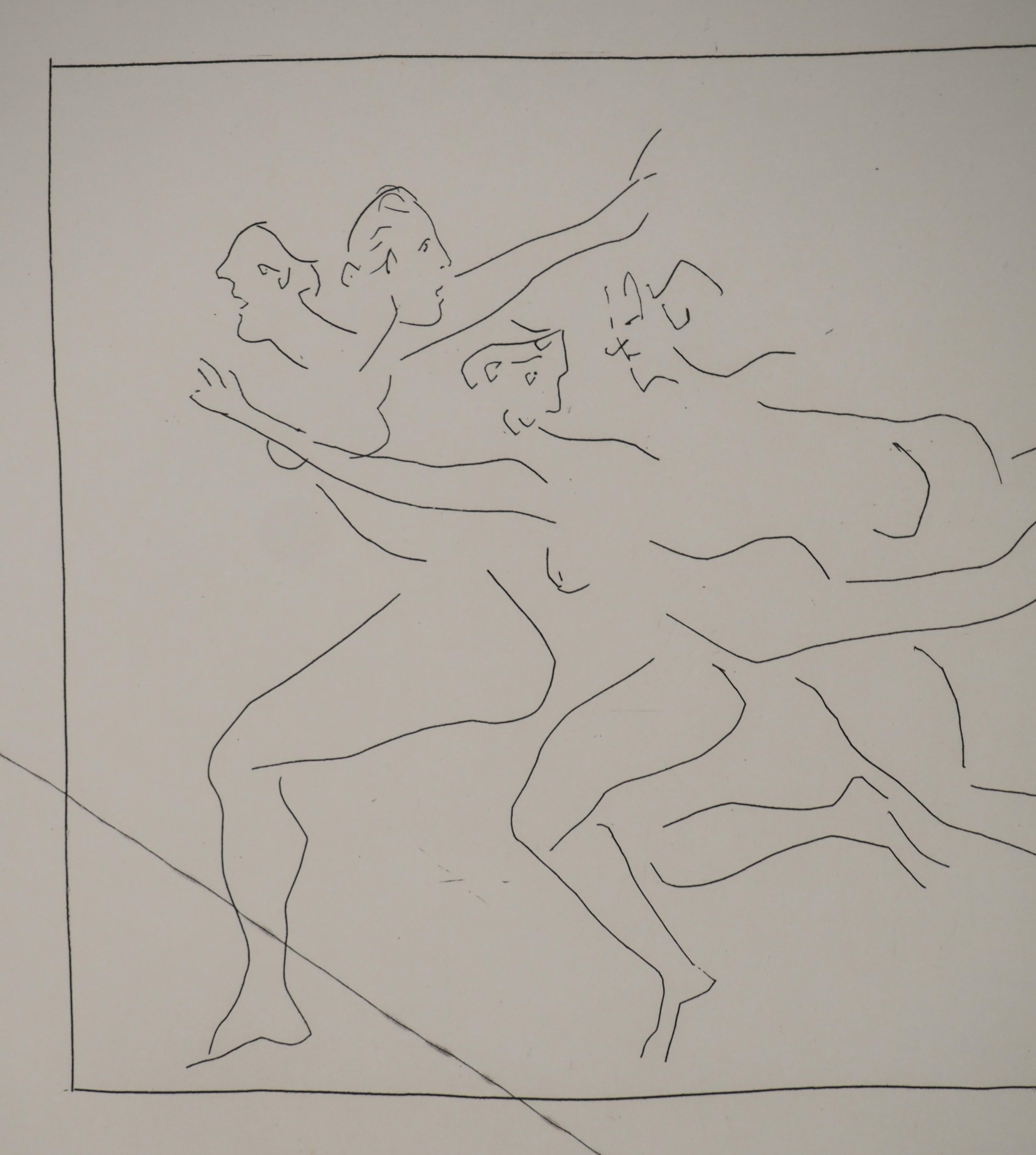 Pablo PICASSO
Métarmorphoses d'Ovide, Die Flucht, 1936

Original-Radierung (Atelier Lacourière, Paris)
Vorzeichenlos
Auf BFK Rives Vellum 32,5 x 25 cm (12,7 x 9,8 Zoll)

REFERENZEN : 
- Gesamtkatalog Bloch #117
- Katalog raisonne Baer