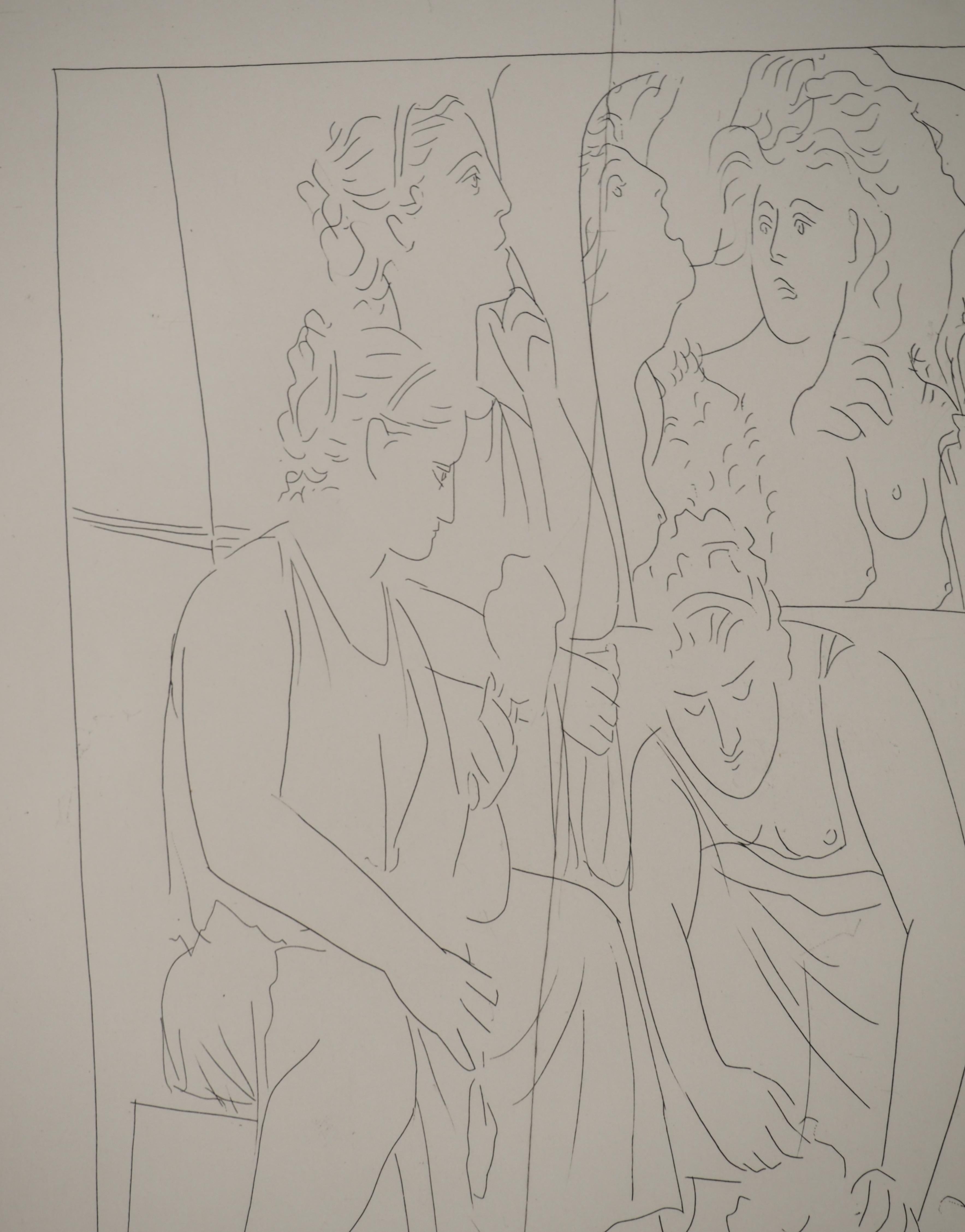 Métarmorphoses d'Ovide, Die Mädchen von Minyas - Original-Radierung (Baer #150) (Grau), Nude Print, von Pablo Picasso