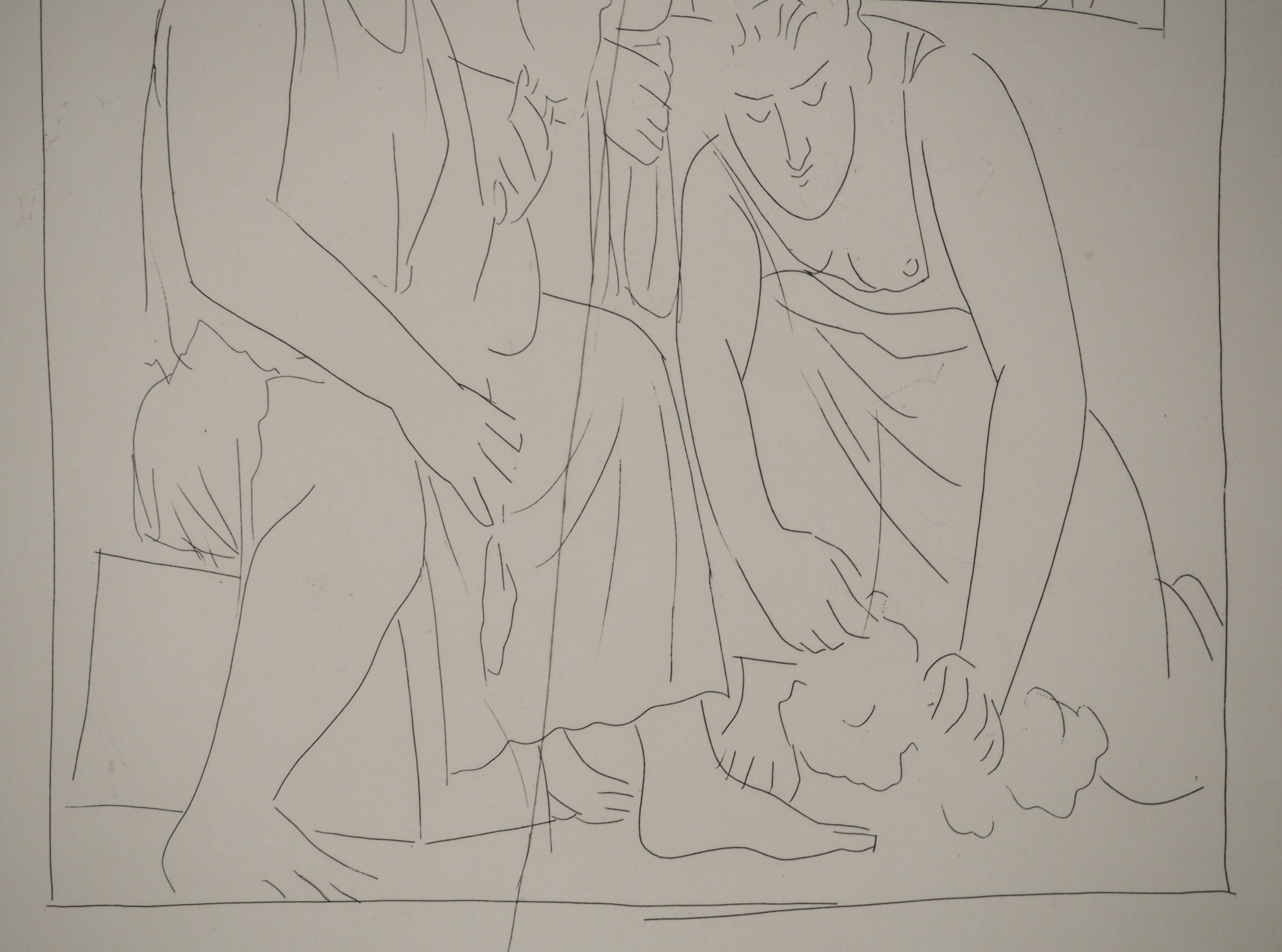 Pablo PICASSO
Métarmorphoses d'Ovide, Die Mädchen von Minyas, 1936

Original-Radierung (Atelier Lacourière, Paris)
Vorzeichenlos
Auf BFK Rives Vellum 32,5 x 25 cm (12,7 x 9,8 Zoll)

REFERENZEN : 
- Gesamtkatalog Bloch #106
- Katalog raisonne Baer