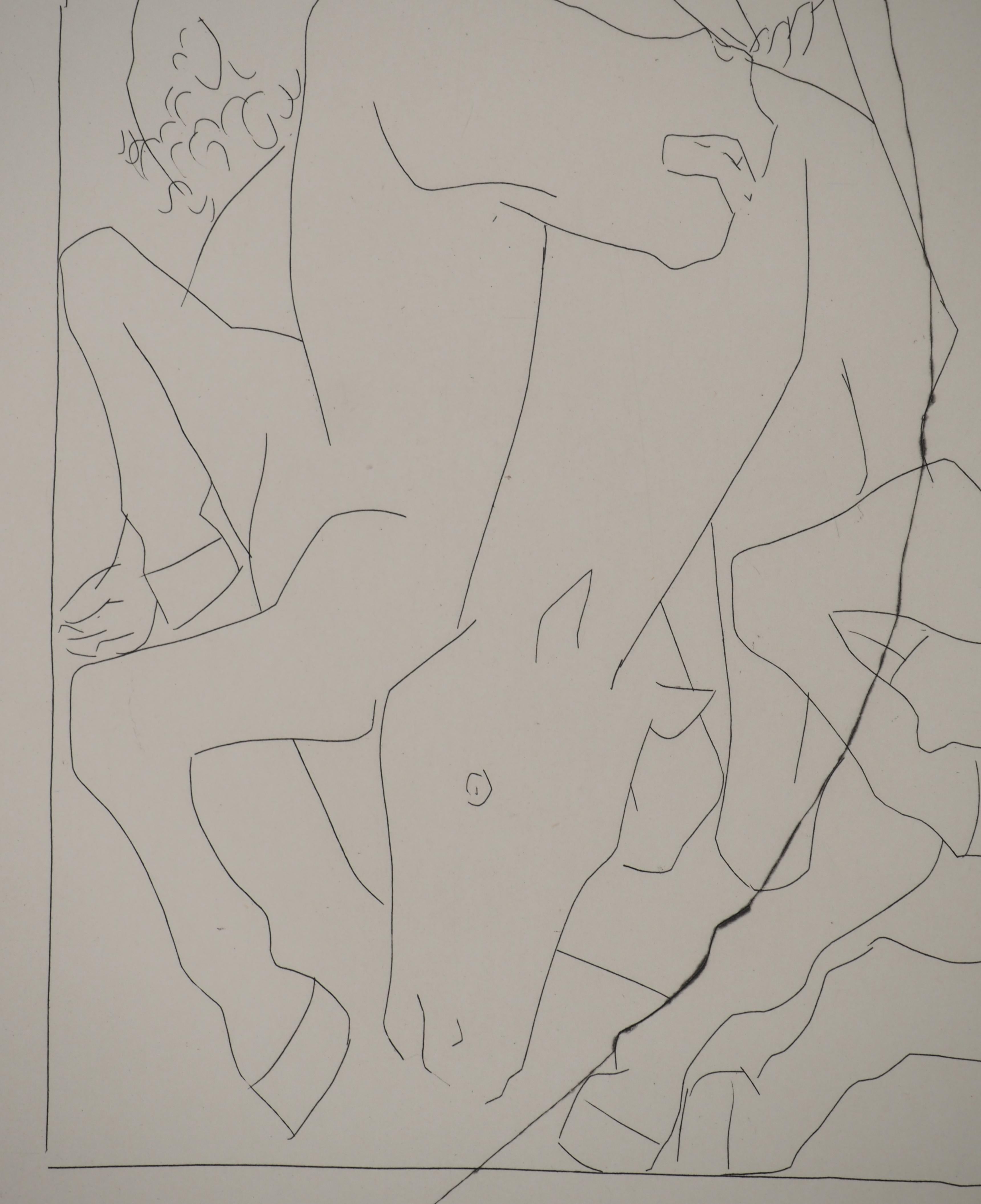 Métarmorphoses d'Ovide, Der Sonnenwagen - Original-Radierung (Baer #146) (Grau), Figurative Print, von Pablo Picasso