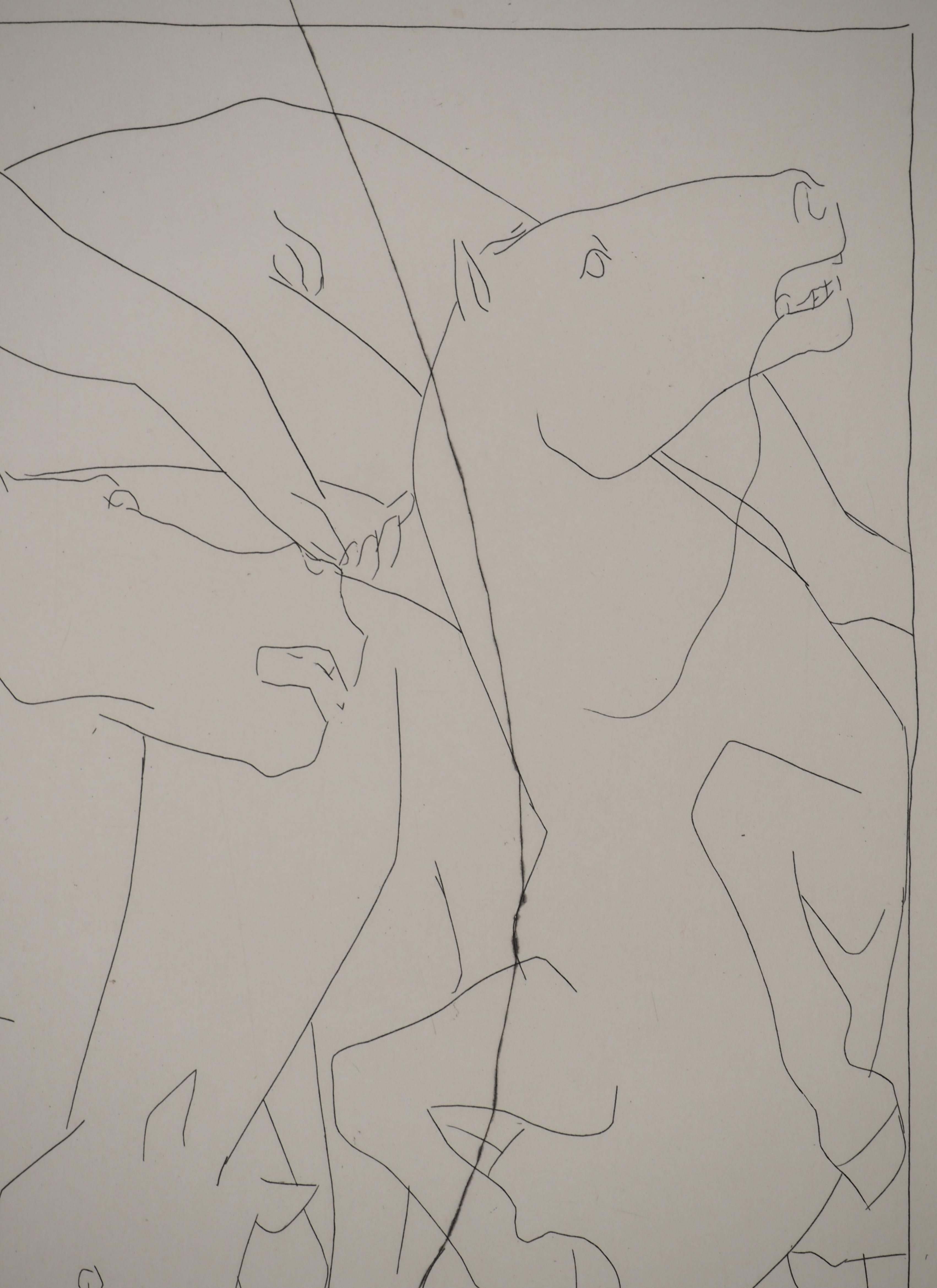 Pablo PICASSO
Métarmorphoses d'Ovide, Der Sonnenwagen, 1936

Original-Radierung (Atelier Lacourière, Paris)
Vorzeichenlos
Auf BFK Rives Vellum 32,5 x 25 cm (12,7 x 9,8 Zoll)

REFERENZEN : 
- Gesamtkatalog Bloch #102
- Katalog raisonne Baer
