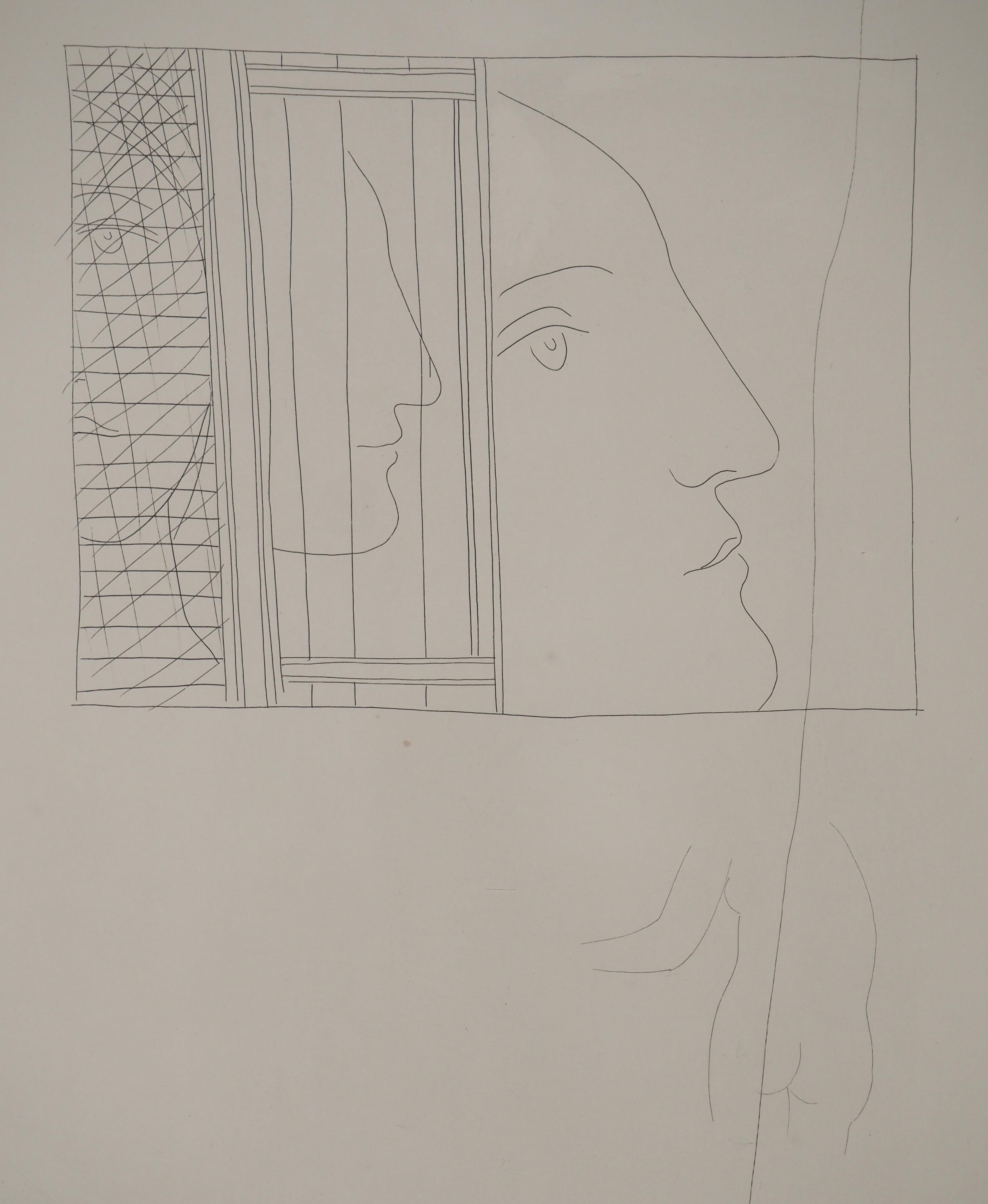 Métarmorphoses d'Ovide, trois fragments de tête - Gravure originale (Baer #159) - Moderne Print par Pablo Picasso