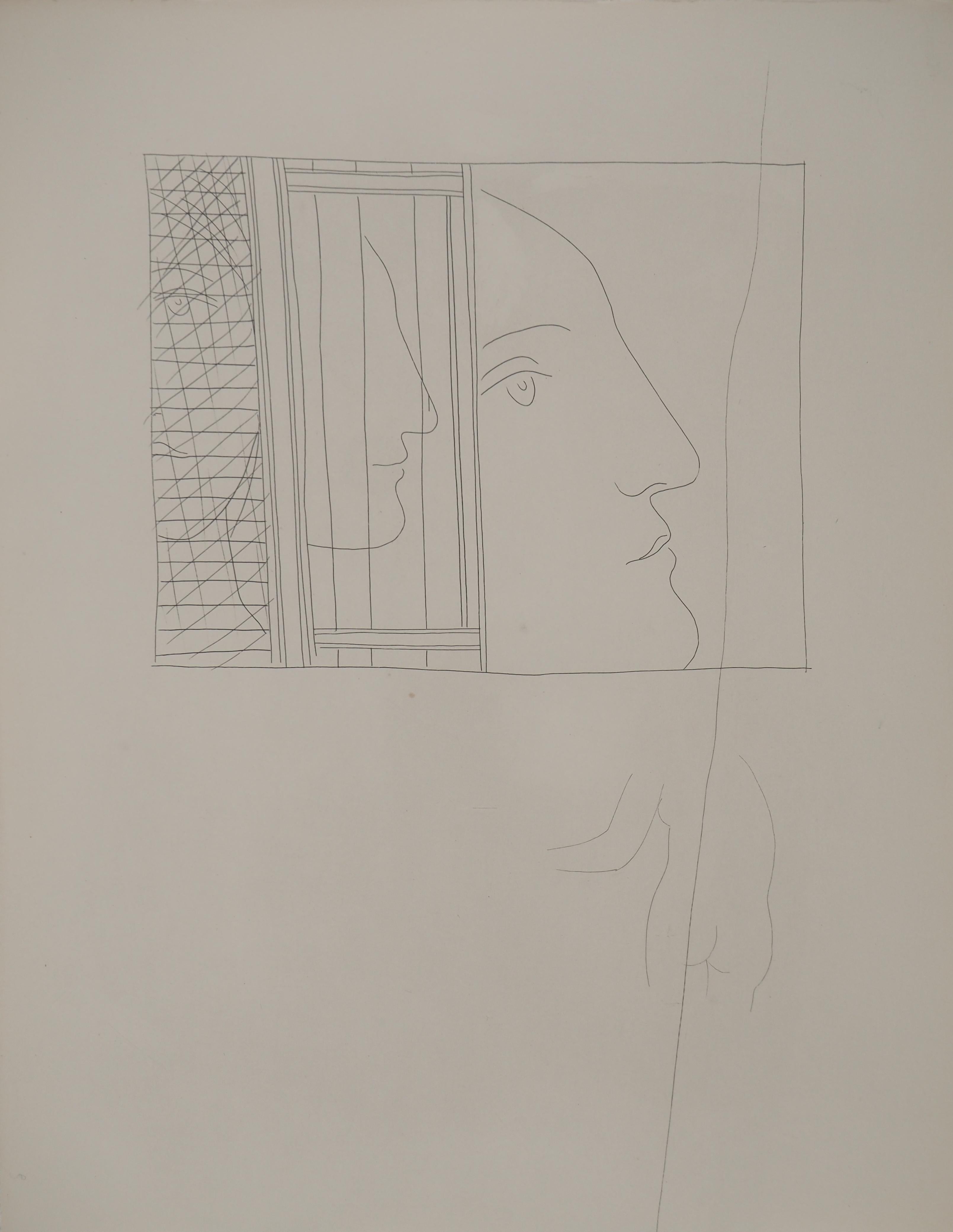 Figurative Print Pablo Picasso - Métarmorphoses d'Ovide, trois fragments de tête - Gravure originale (Baer #159)