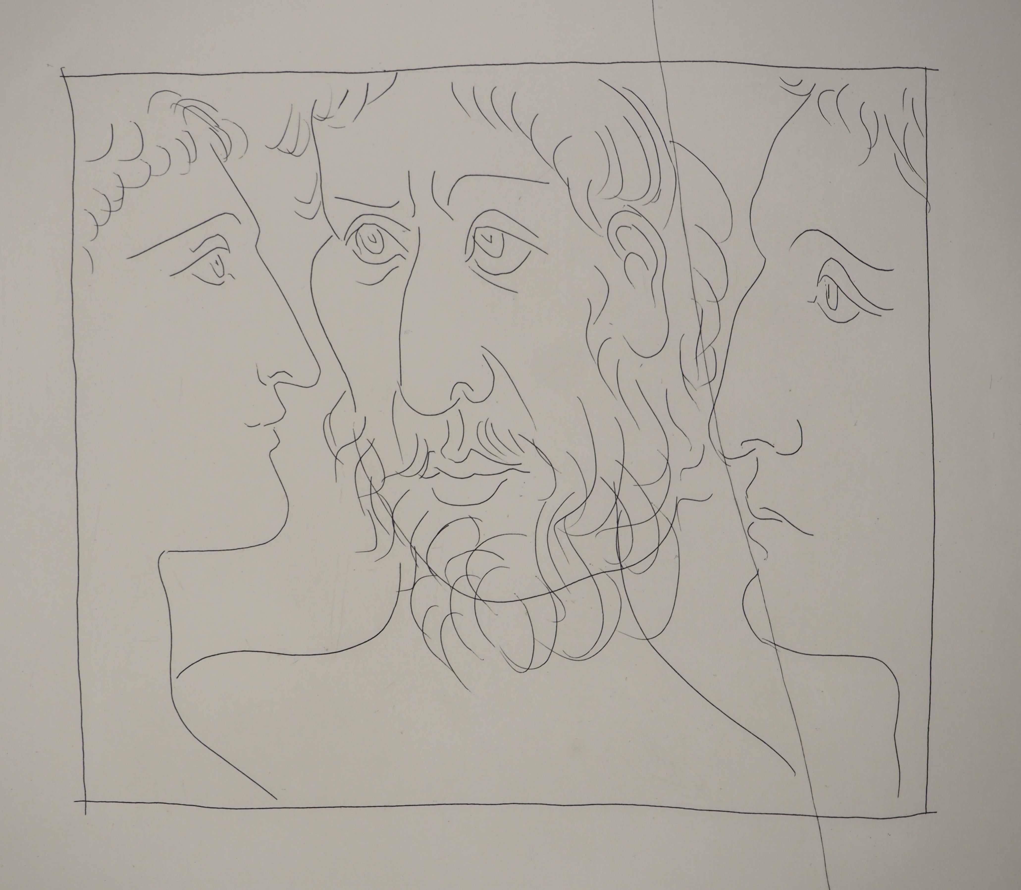 Métarmorphoses d'Ovide, Trois têtes d'hommes - Gravure originale (Baer #143) - Moderne Print par Pablo Picasso