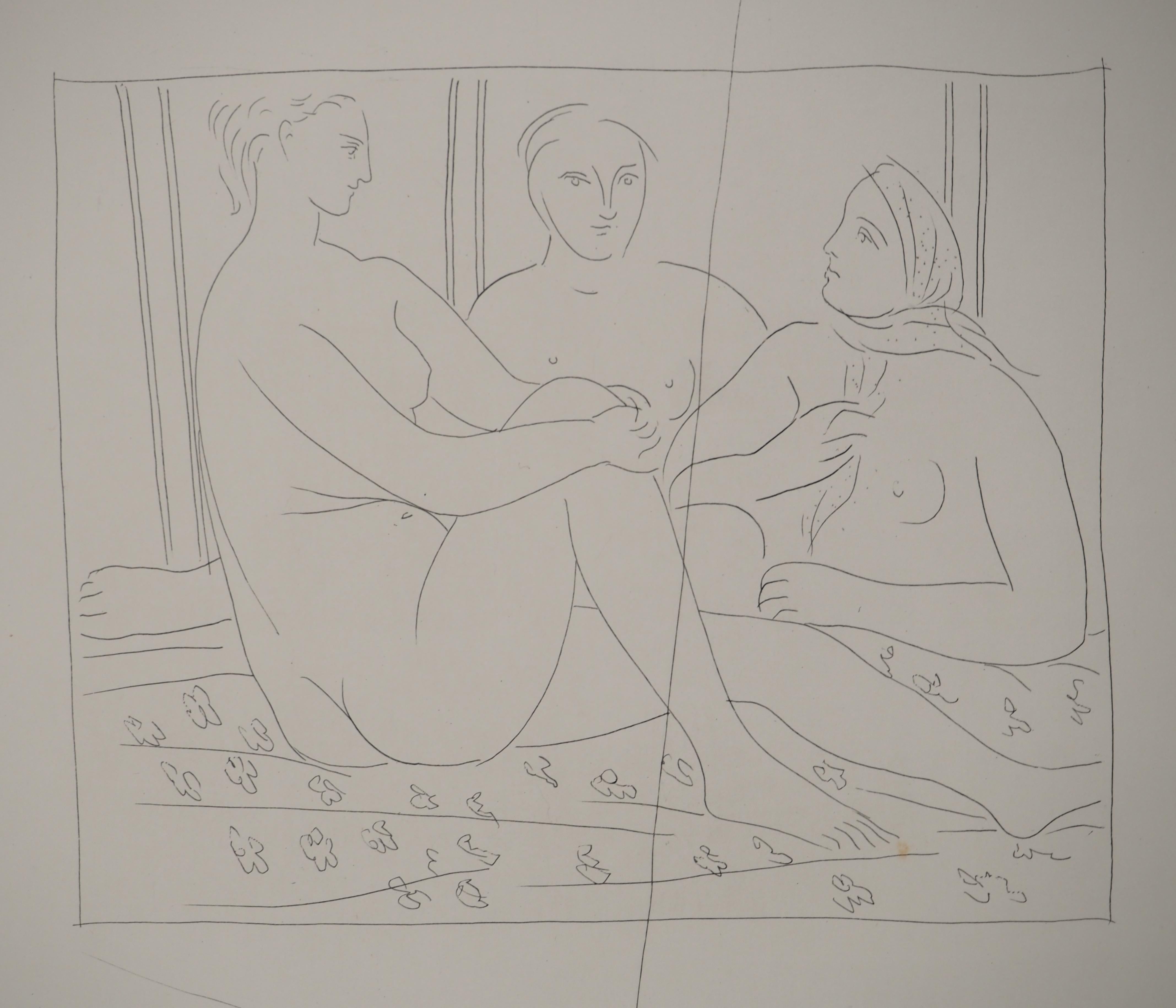 Métarmorphoses d'Ovide, Trois femmes nues - Gravure originale (Baer #149) - Gris Figurative Print par Pablo Picasso