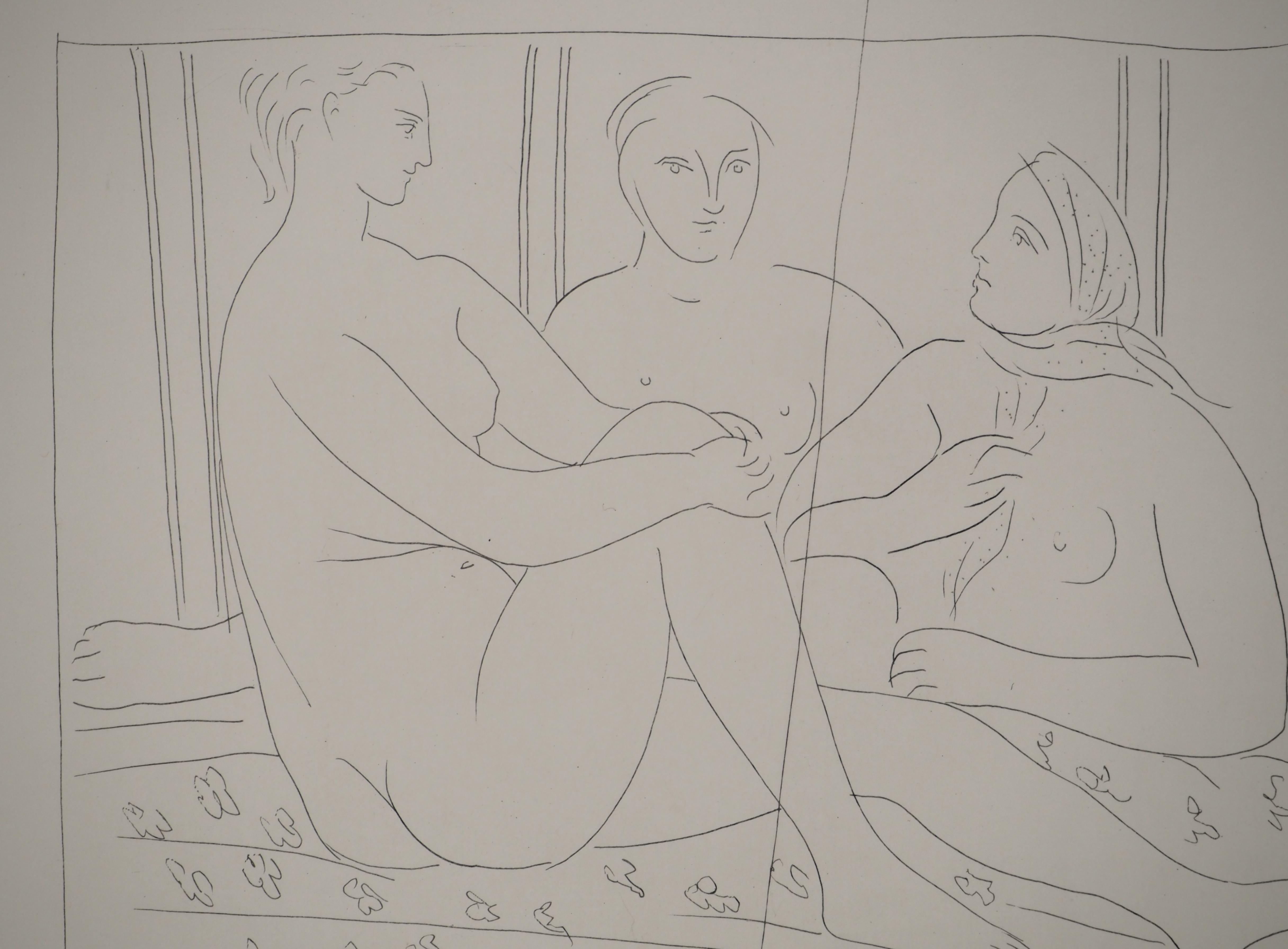 Pablo PICASSO
Métarmorphoses d'Ovide, Trois femmes nues, 1936

Gravure originale (Atelier Lacourière, Paris)
Non signé
Sur vélin BFK Rives 32,5 x 25 cm (12,7 x 9,8 in)

REFERENCES : 
- Catalogue raisonné Bloch #105
- Catalogue raisonné Baer