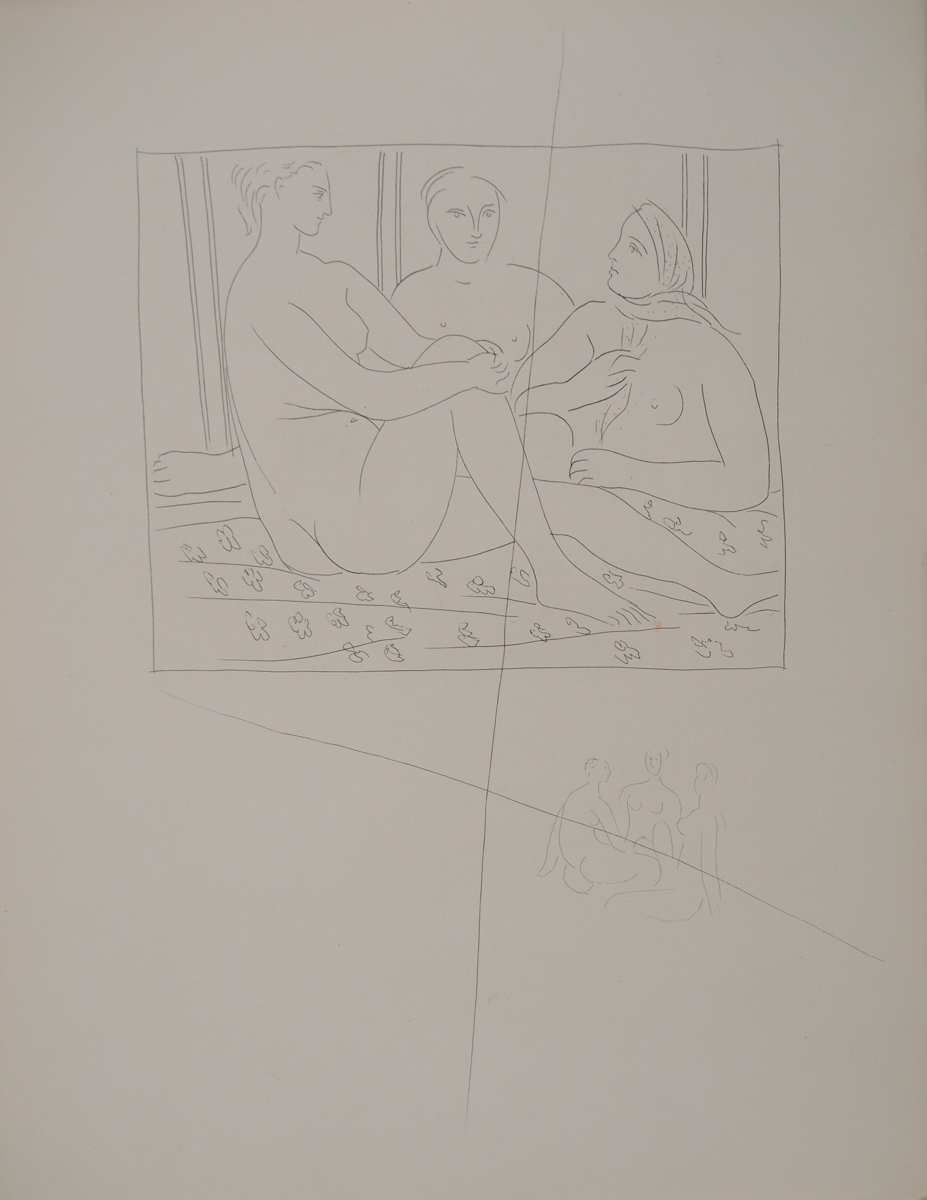Métarmorphoses d'Ovide, Trois femmes nues - Gravure originale (Baer #149)