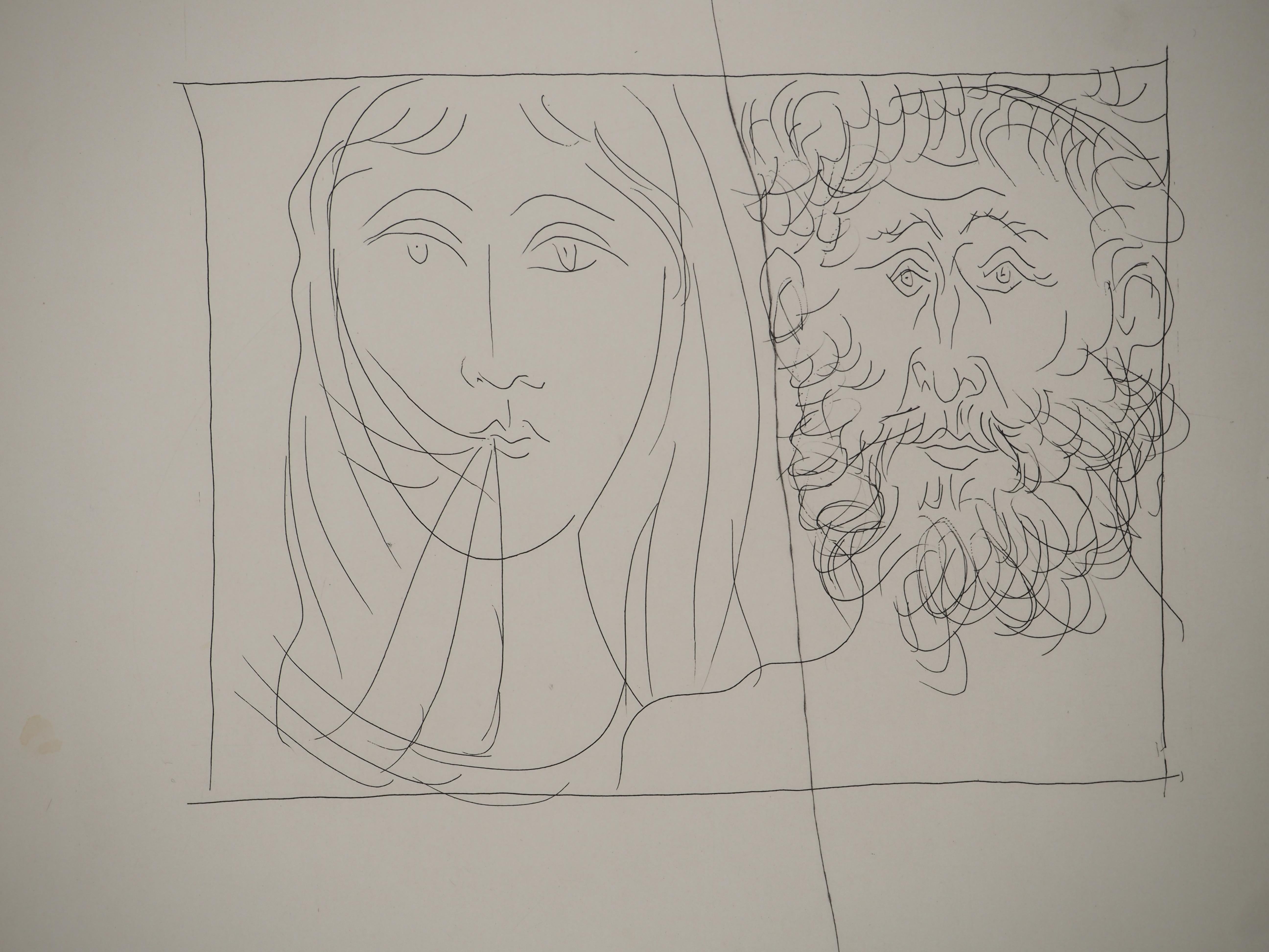 Métarmorphoses d'Ovide, Two Faces - Original Etching (Baer #157) - Modern Print by Pablo Picasso