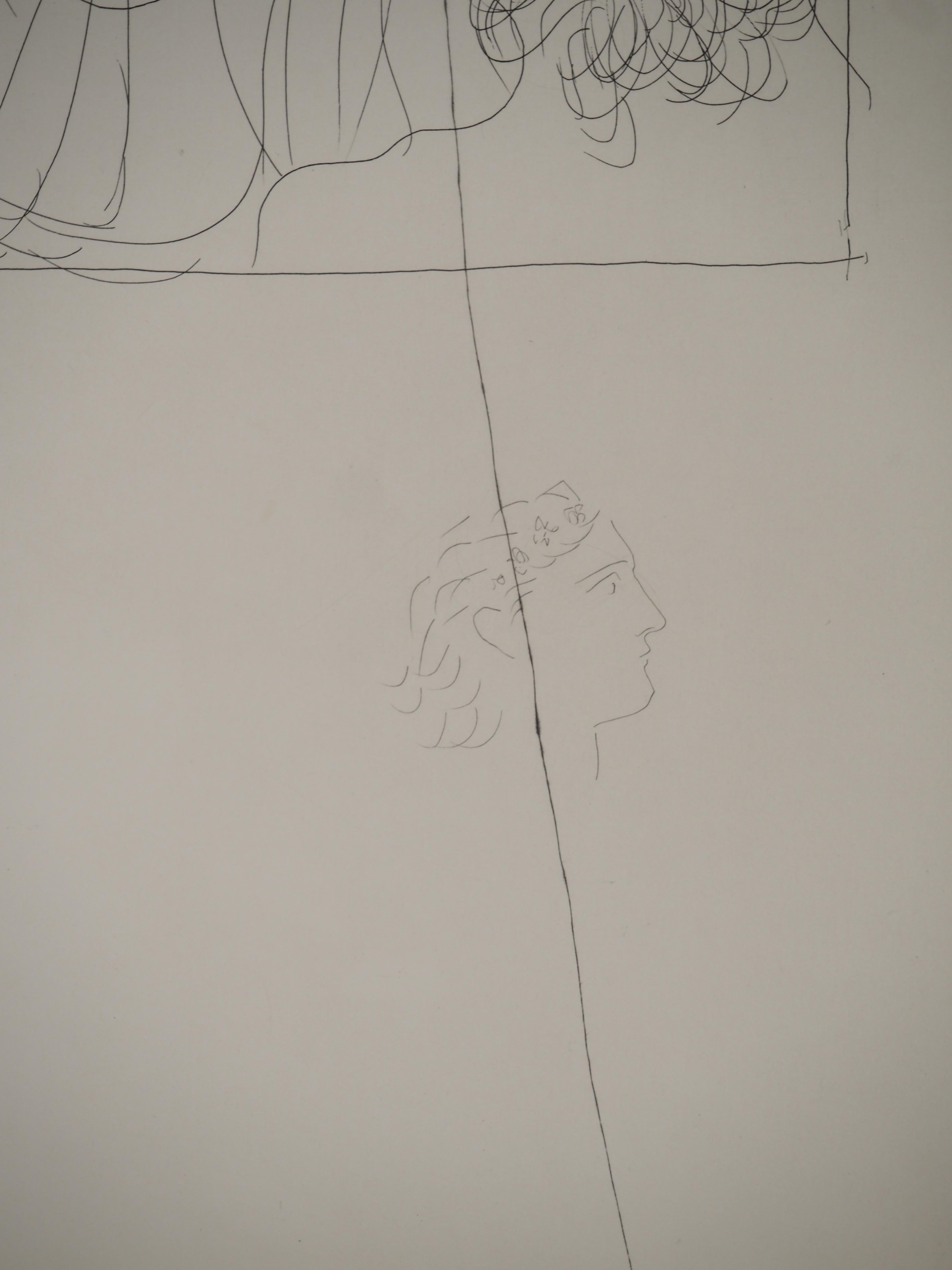 Pablo PICASSO
Métarmorphoses d'Ovide, Two Faces, 1936

Original etching (Atelier Lacourière, Paris)
Unsigned
On BFK Rives vellum 32.5 x 25 cm (12.7 x 9.8 in)

REFERENCES : 
- Catalog raisonne Bloch #113
- Catalog raisonne Baer #157

INFORMATION :