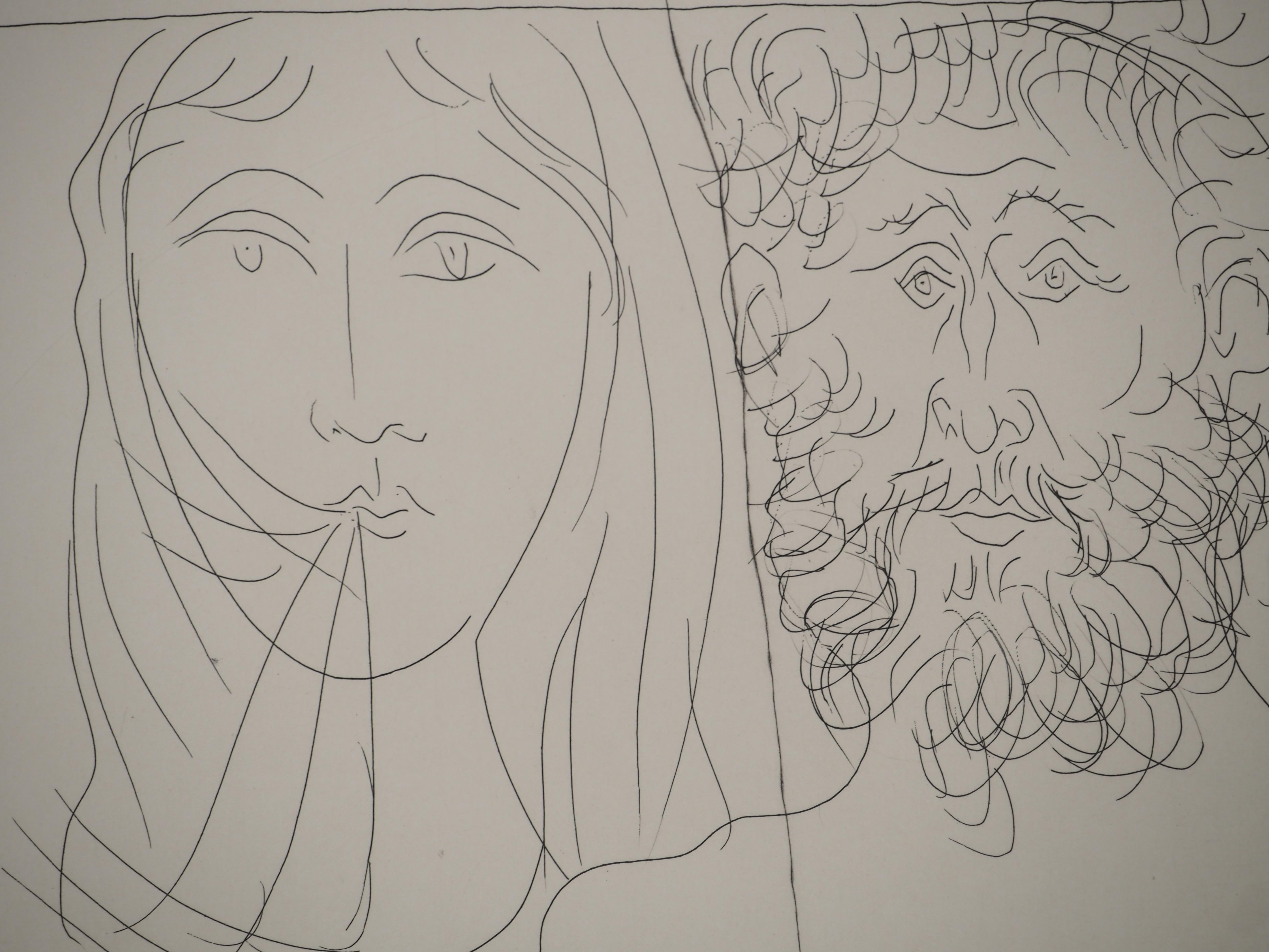Métarmorphoses d'Ovide, Two Faces - Original Etching (Baer #157) For Sale 1