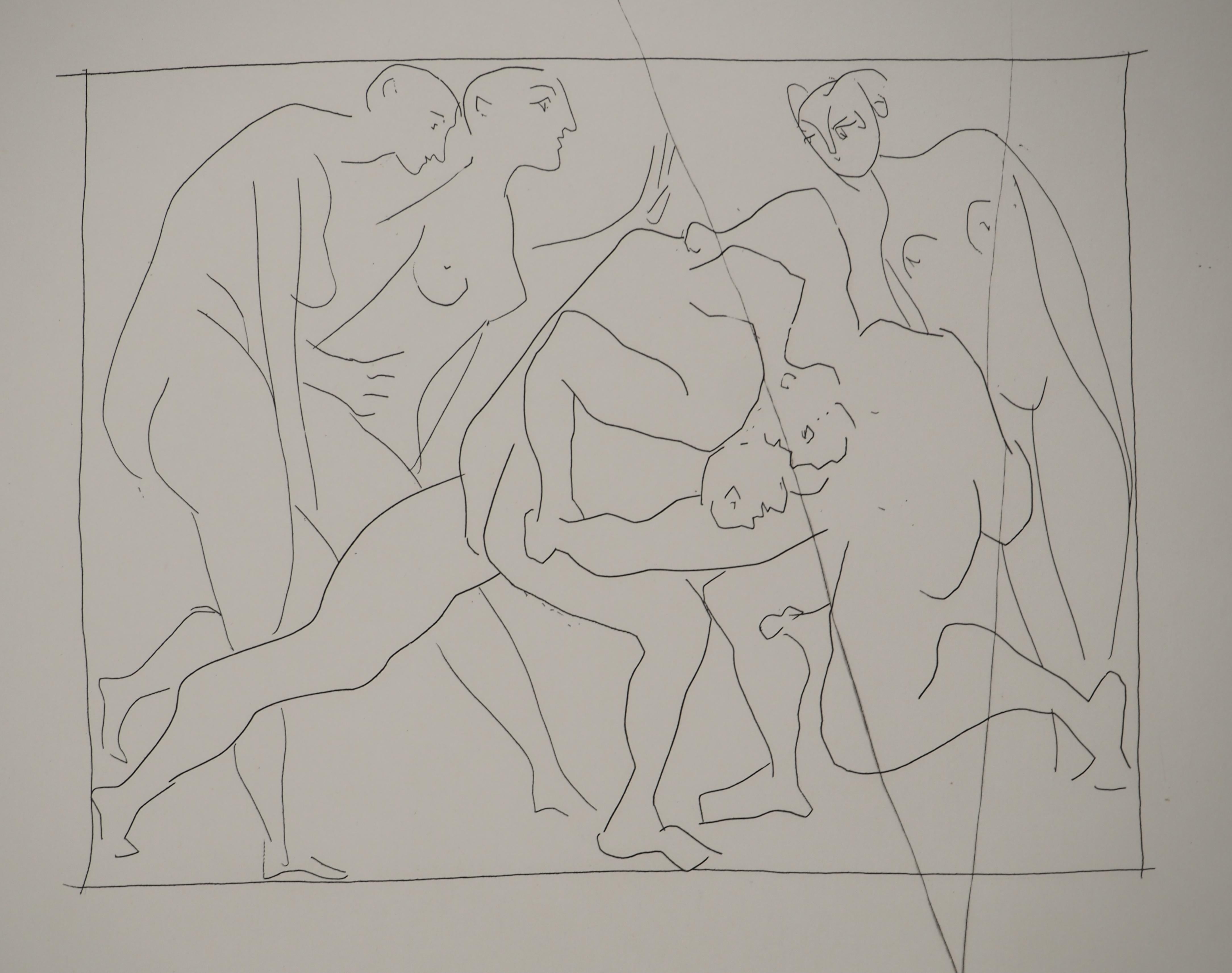 Métarmorphoses d'Ovide, Deux combattants - Gravure originale (Baer #165) - Gris Figurative Print par Pablo Picasso