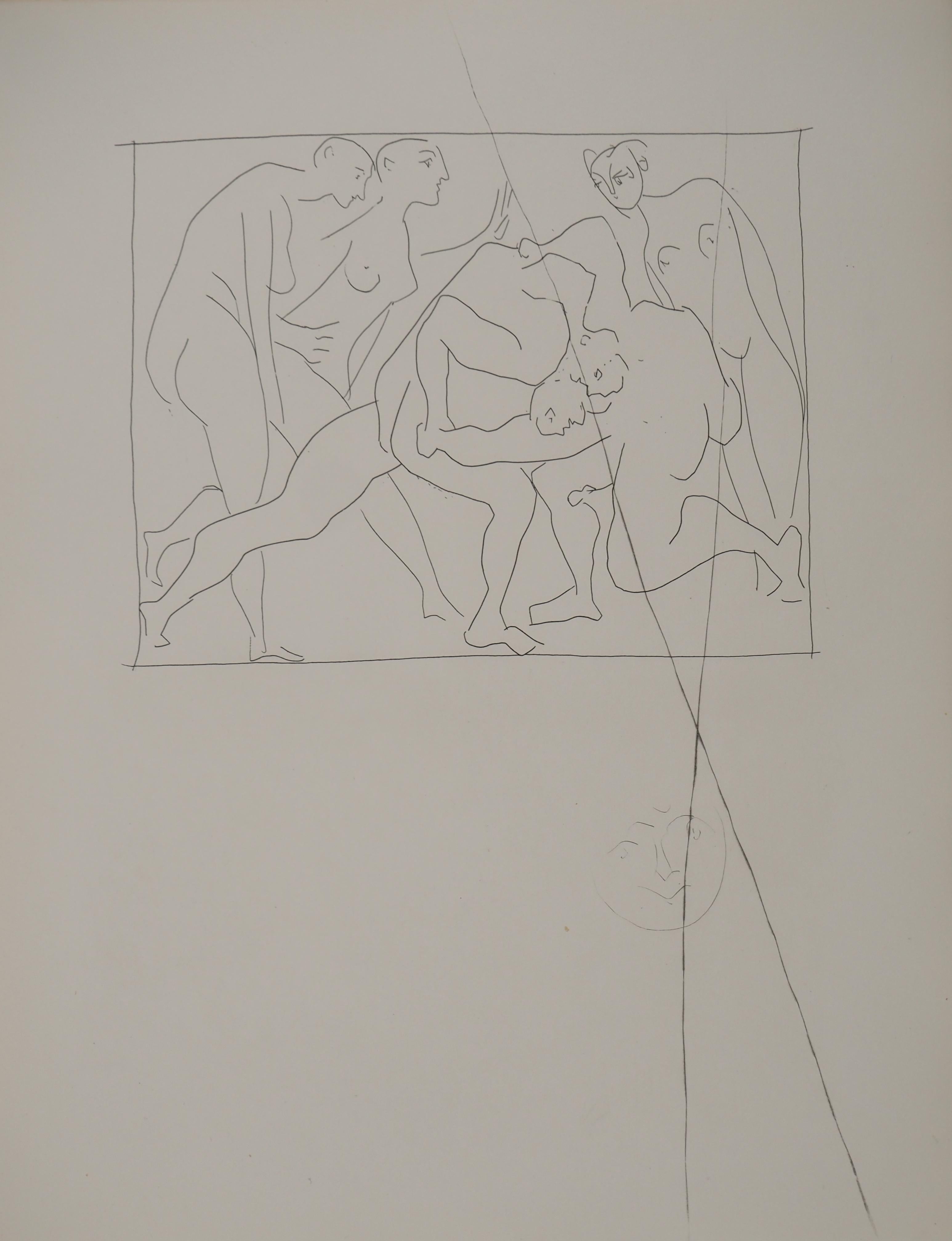 Métarmorphoses d'Ovide, Deux combattants - Gravure originale (Baer #165)