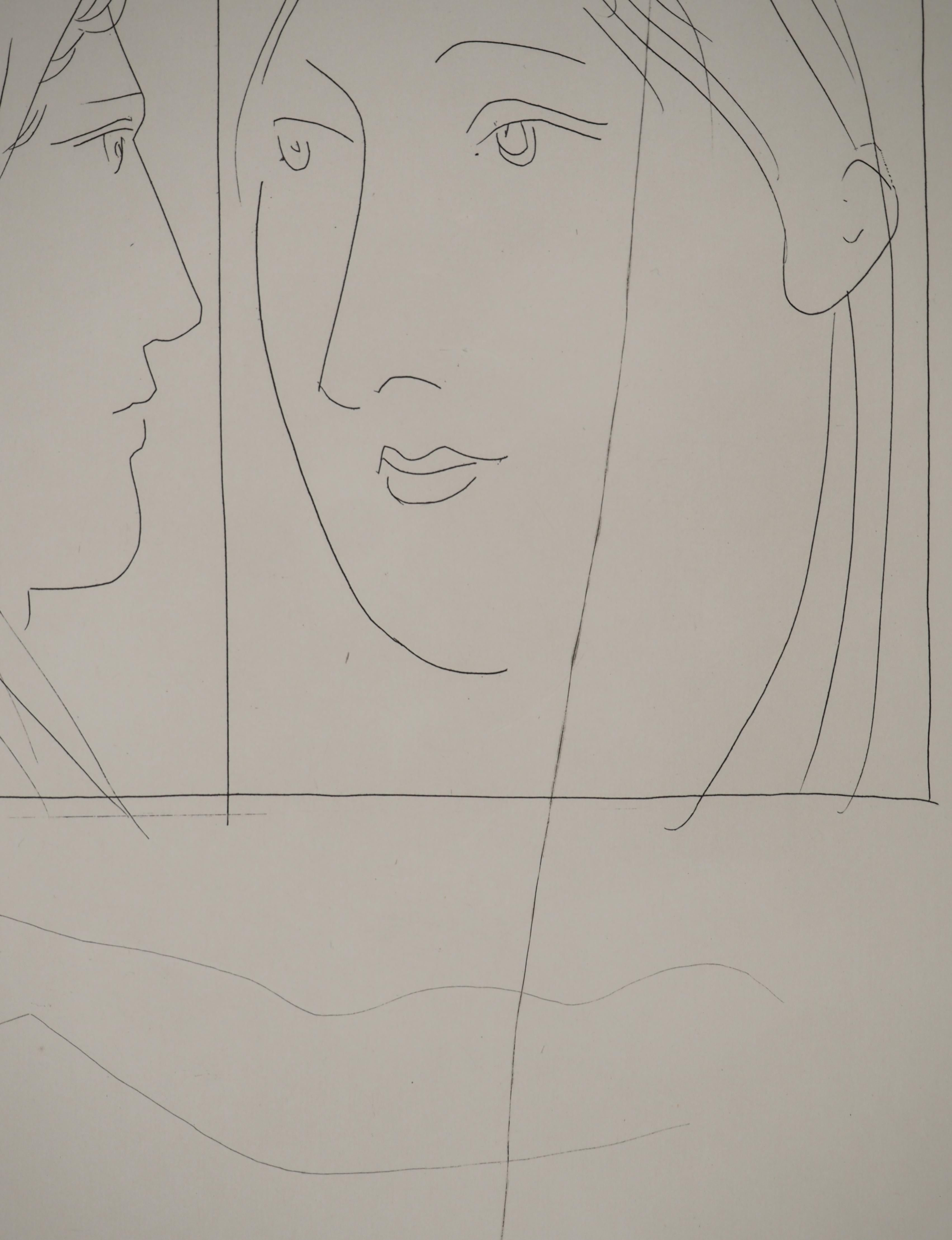Métarmorphoses d'Ovide, Deux têtes de femme - Gravure originale (Baer #171) en vente 1
