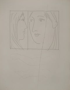 Métarmorphoses d'Ovide, Deux têtes de femme - Gravure originale (Baer #171)