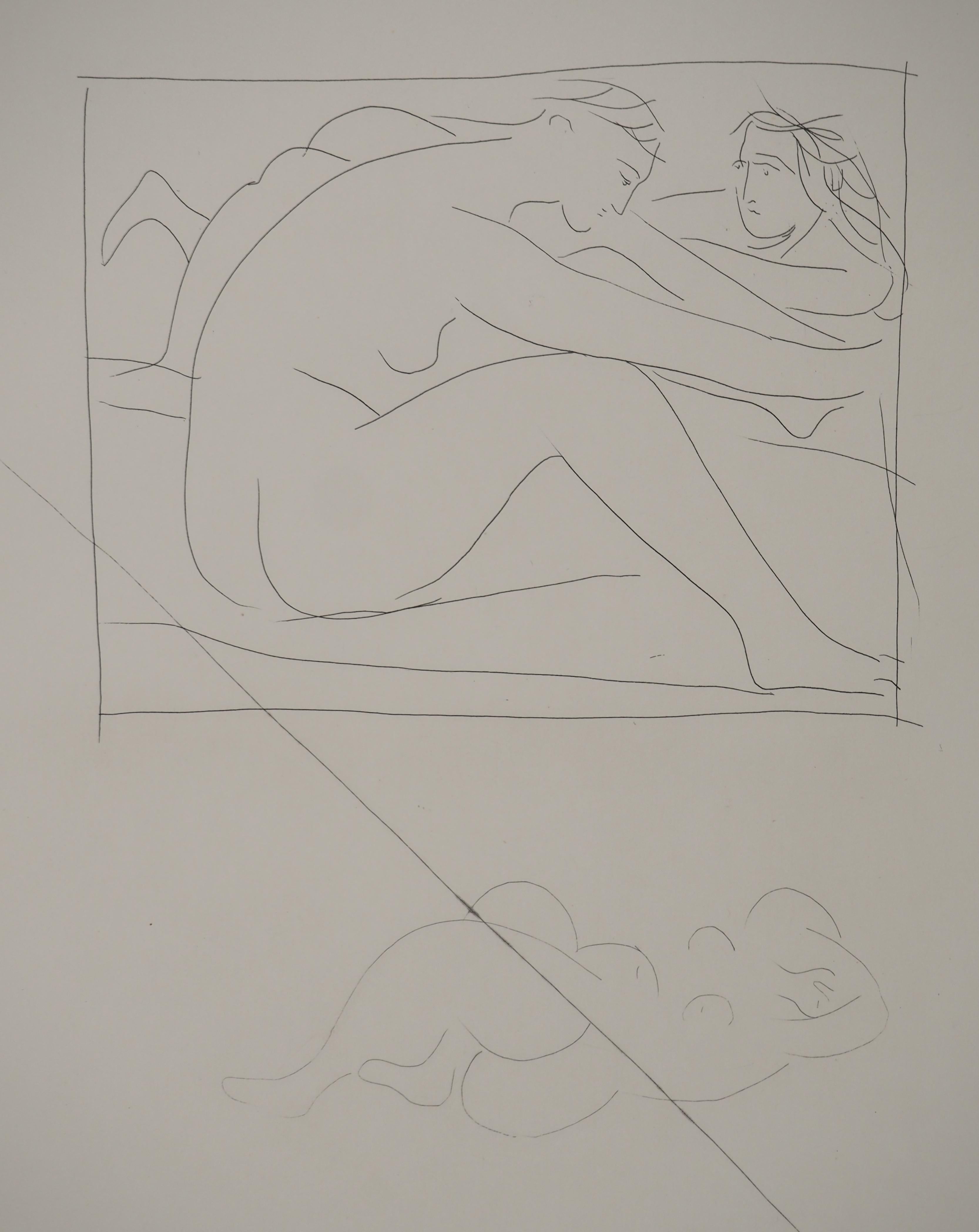 Métarmorphoses d'Ovide, Deux femmes nues - Gravure originale (Baer #167) - Gris Portrait Print par Pablo Picasso
