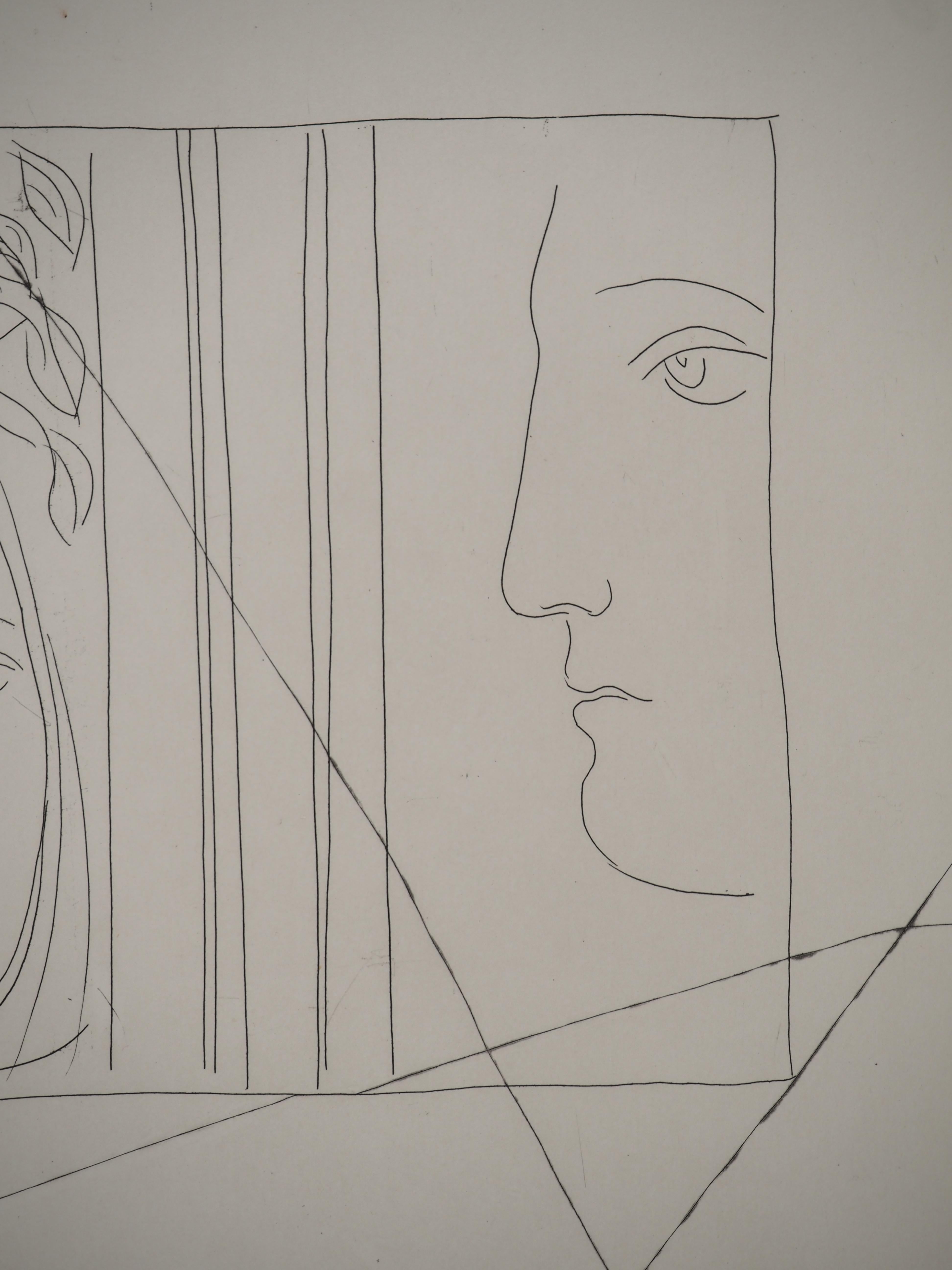 Métarmorphoses d'Ovide, Two Profiles - Original Etching (Baer #145) For Sale 1