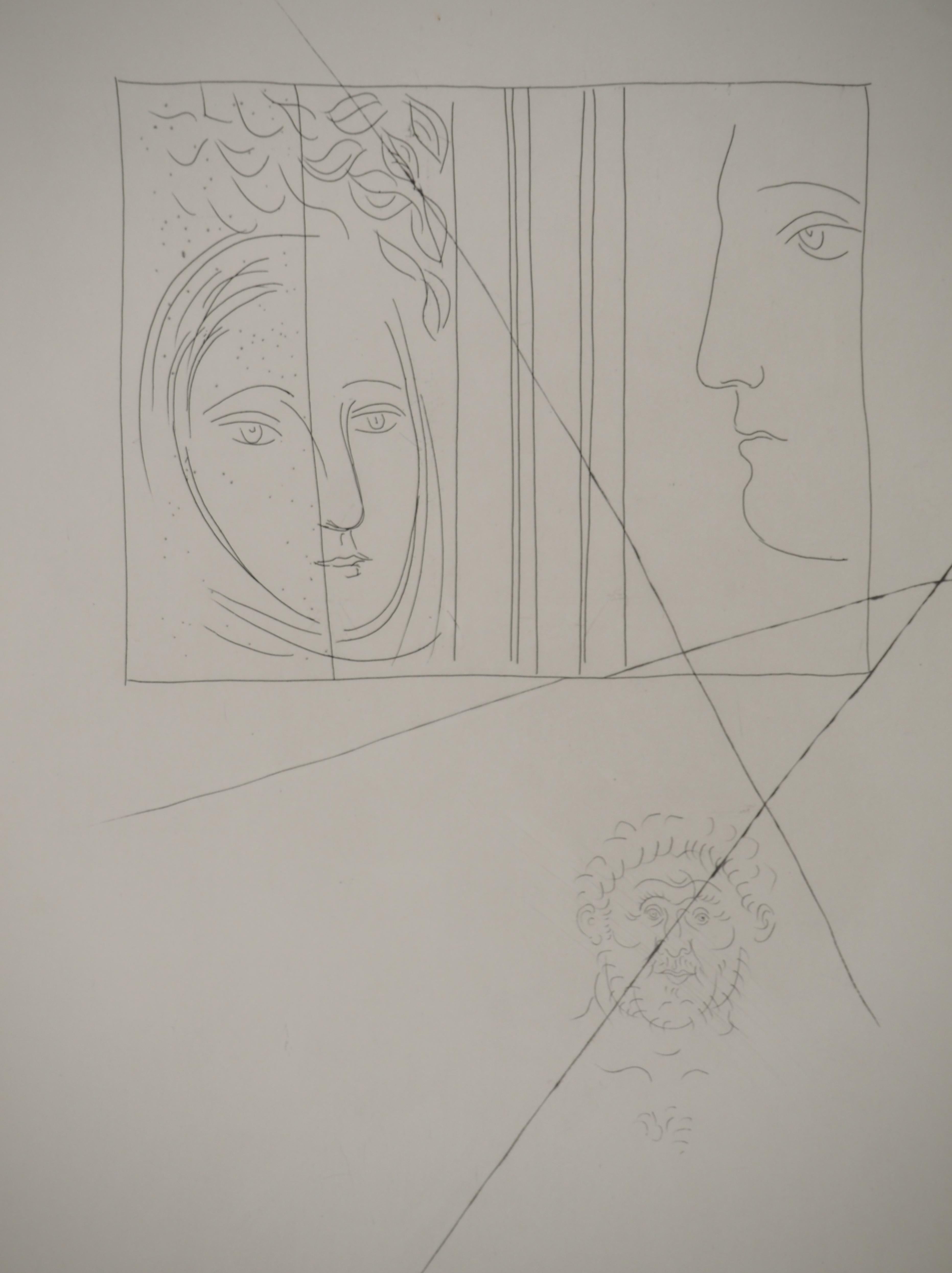 Métarmorphoses d'Ovide, Two Profiles - Original Etching (Baer #145) For Sale 2