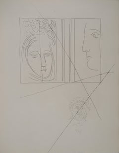 Métarmorphoses d'Ovide, Dos perfiles - Grabado original (Baer #145)