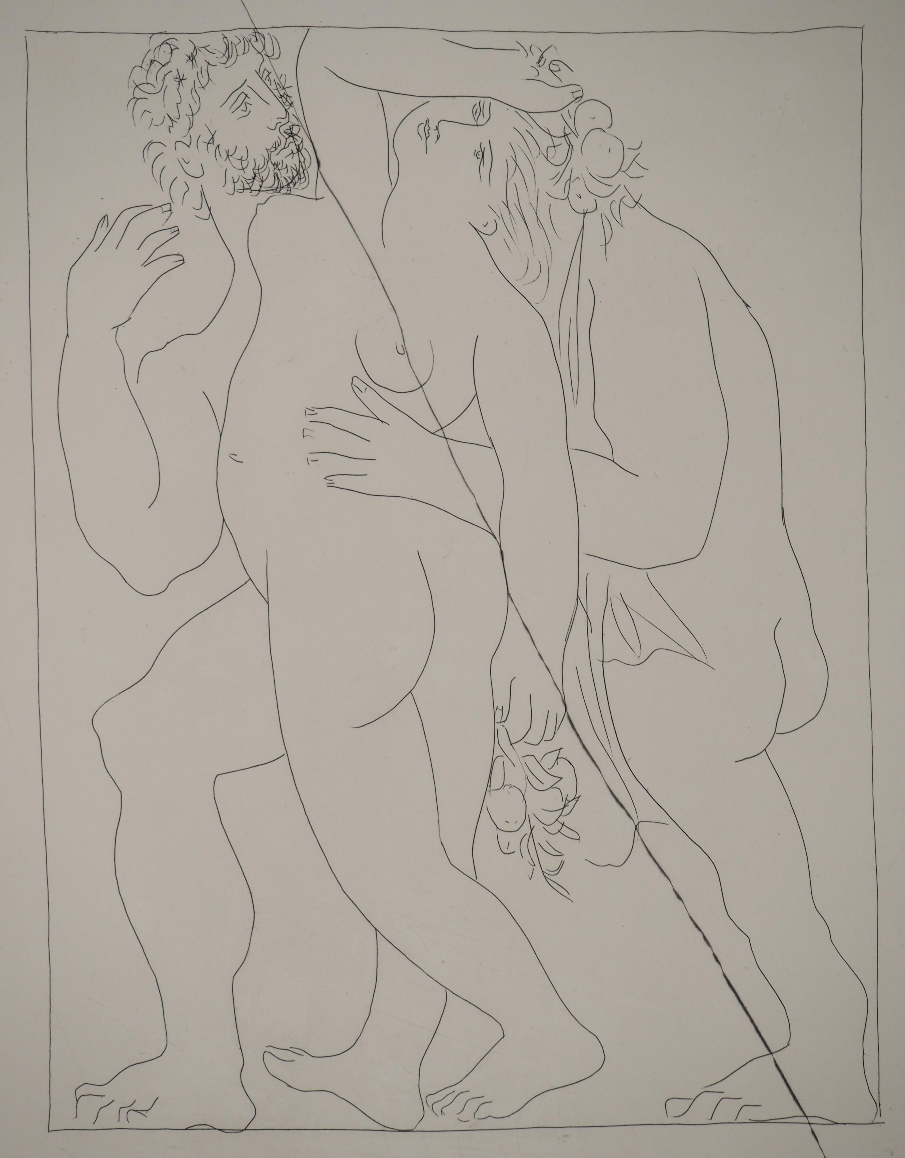 Métarmorphoses d'Ovide, Two Standing Figures - Original Etching (Baer #170) - Gray Figurative Print by Pablo Picasso