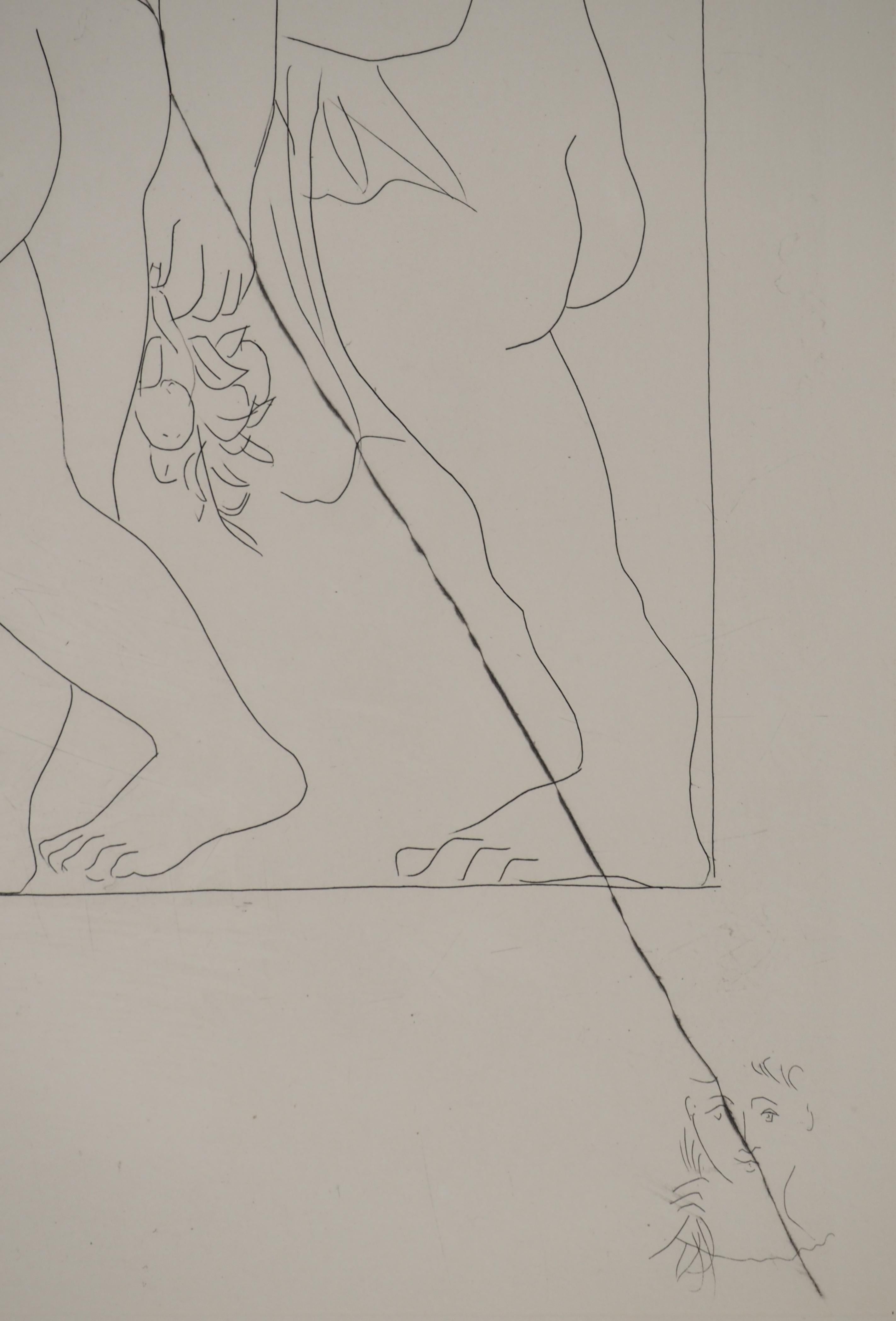 Métarmorphoses d'Ovide, Two Standing Figures - Original Etching (Baer #170) For Sale 1