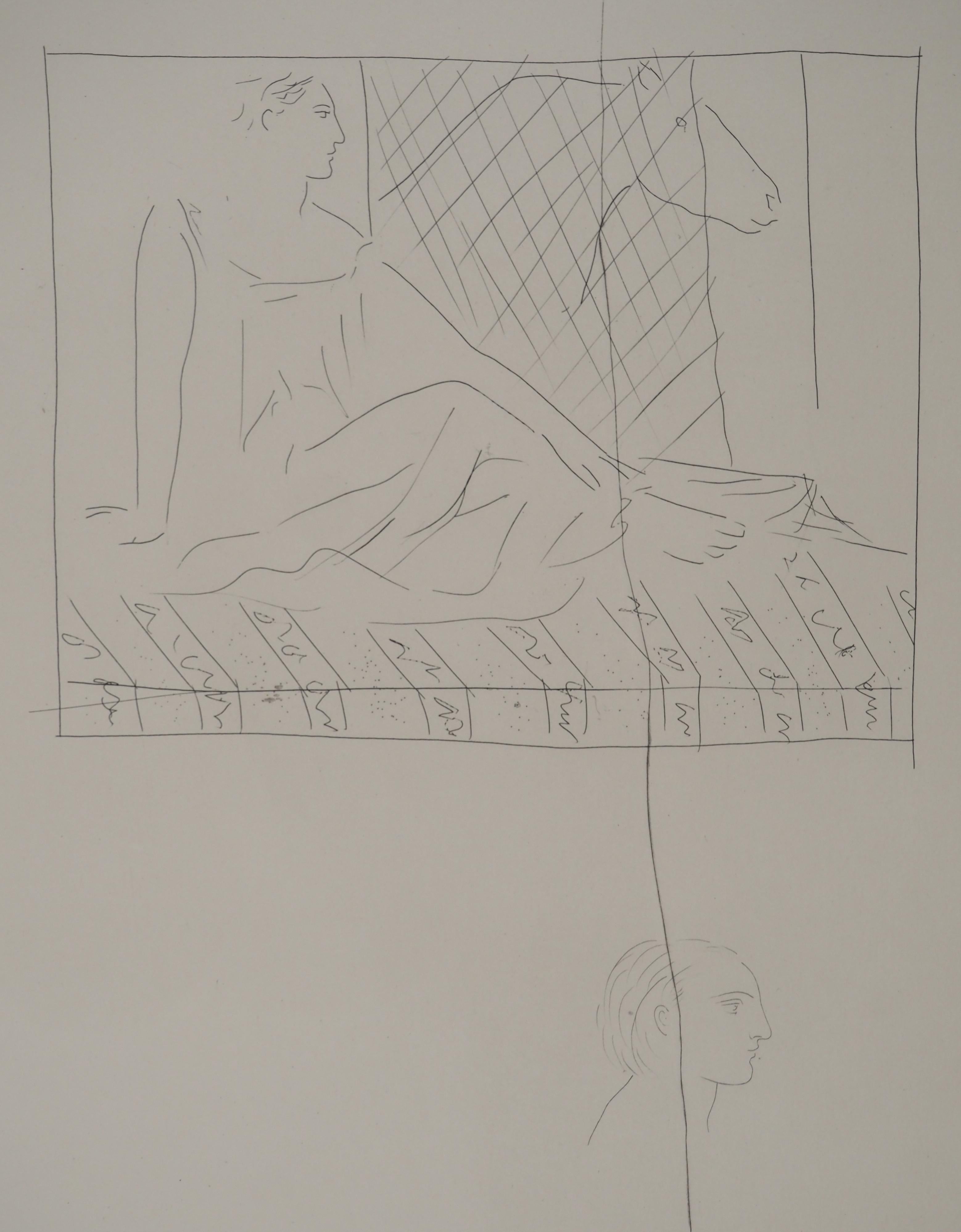 Pablo PICASSO
Métarmorphoses d'Ovide, Femme et cheval, 1936

Gravure originale (Atelier Lacourière, Paris)
Non signé
Sur vélin BFK Rives 32,5 x 25 cm (12,7 x 9,8 in)

REFERENCES : 
- Catalogue raisonné Bloch #119
- Catalogue raisonné Baer
