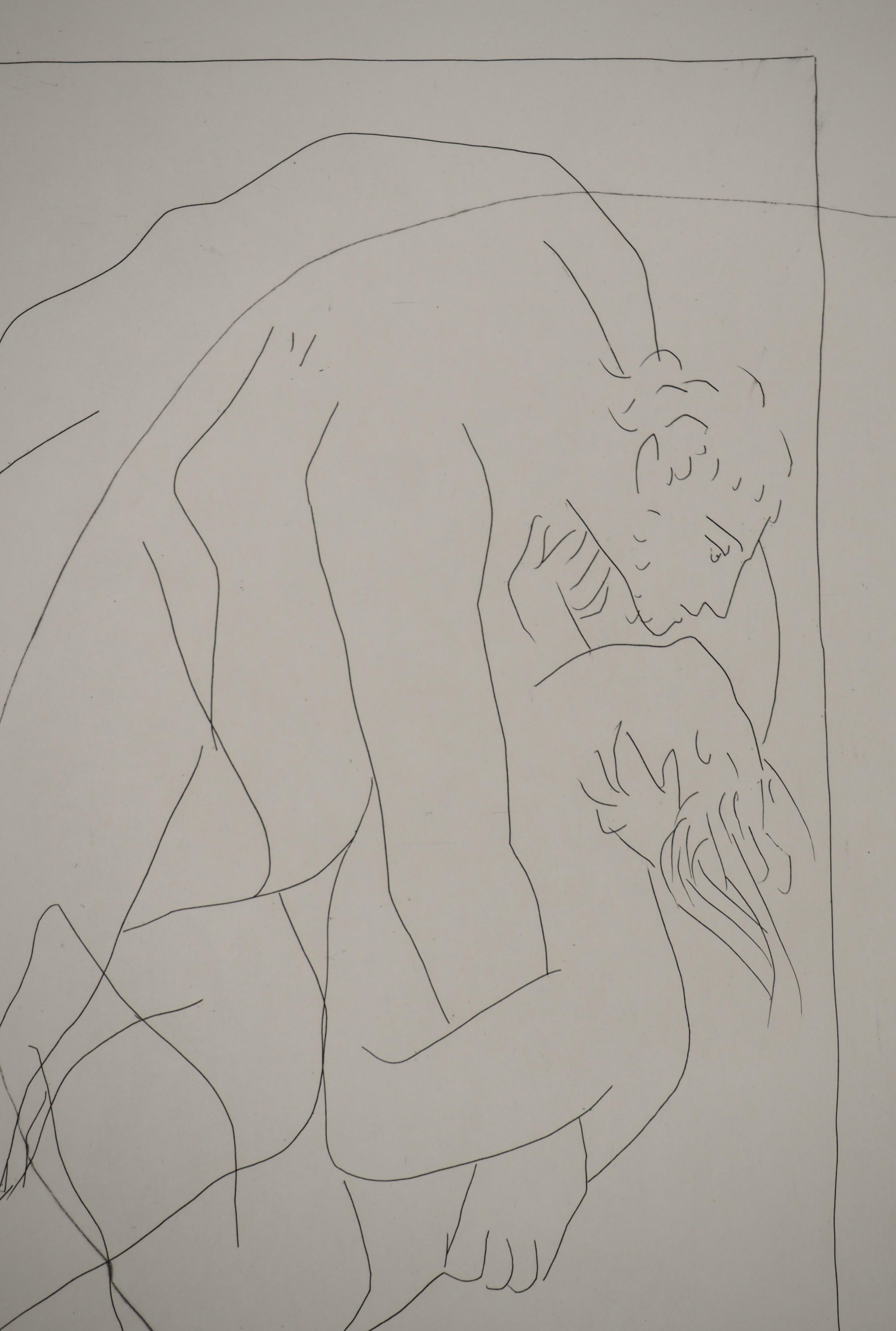 Métarmorphoses d'Ovide, Wrestling Scene - Original Etching (Baer #154) - Gray Figurative Print by Pablo Picasso