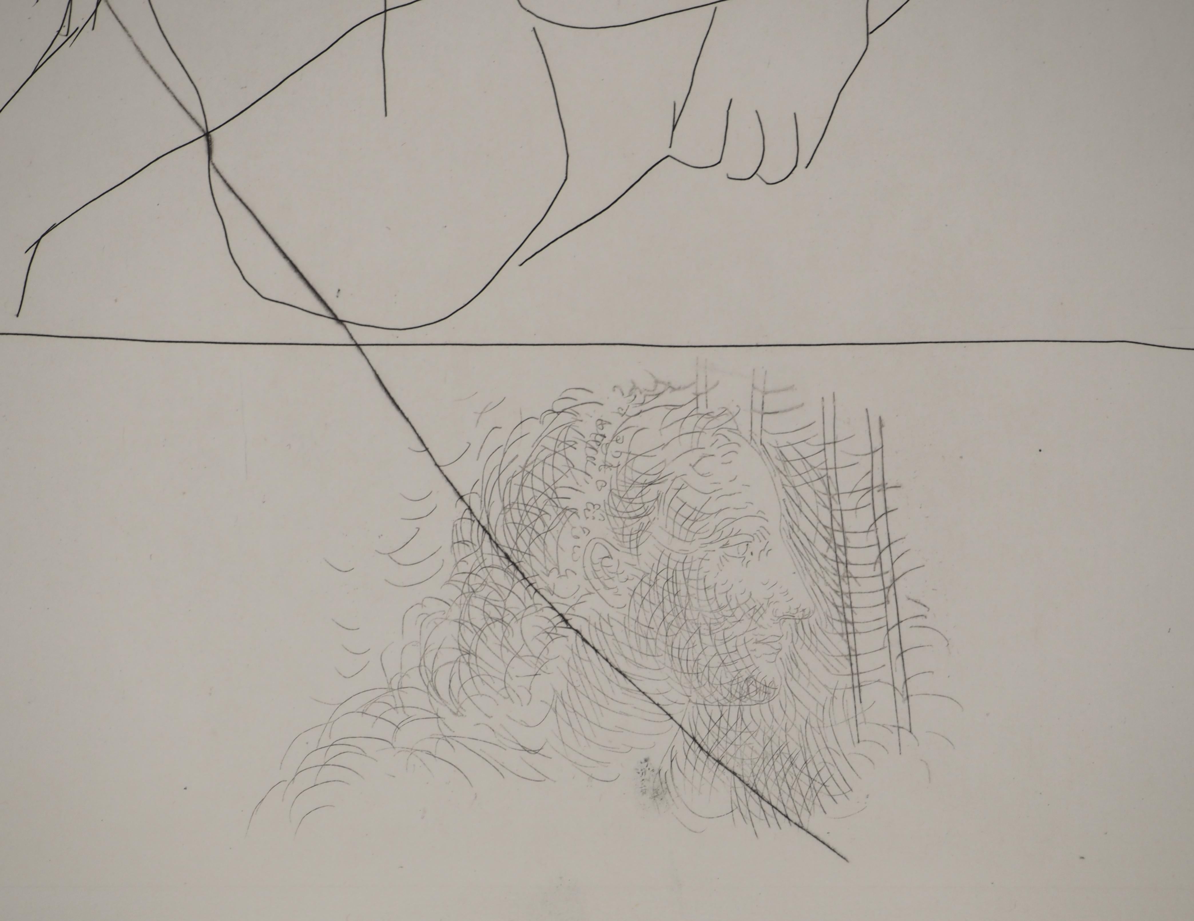 Métarmorphoses d'Ovide, Wrestling Scene - Original Etching (Baer #154) For Sale 1