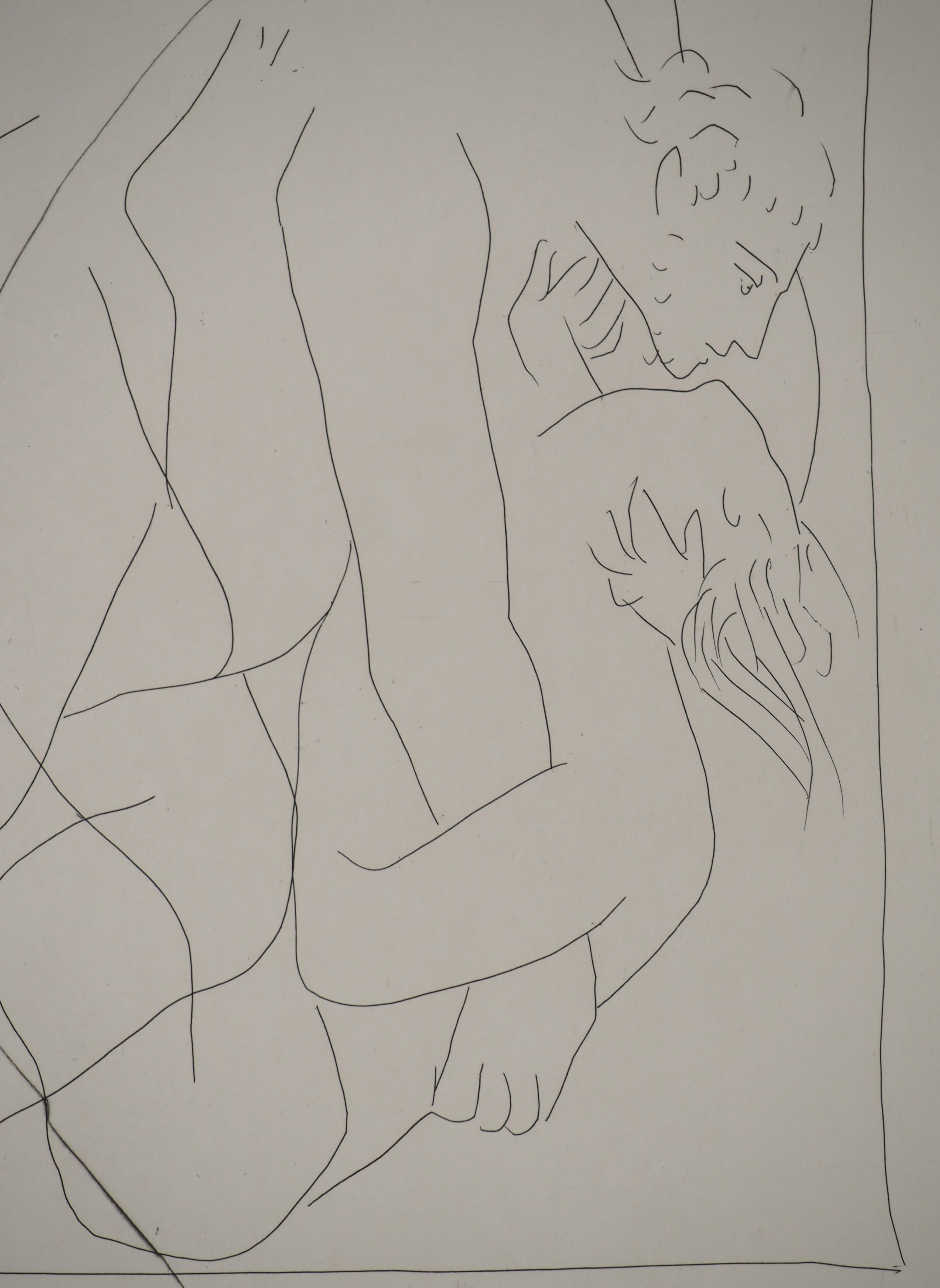 Métarmorphoses d'Ovide, Wrestling Scene - Original Etching (Baer #154) For Sale 2