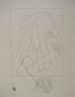 Métarmorphoses d'Ovide, Wrestling Scene - Original Etching (Baer #154)