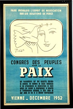 Mid Century Modern Picasso Exhibition Poster: Congres des Peuples pour la Paix