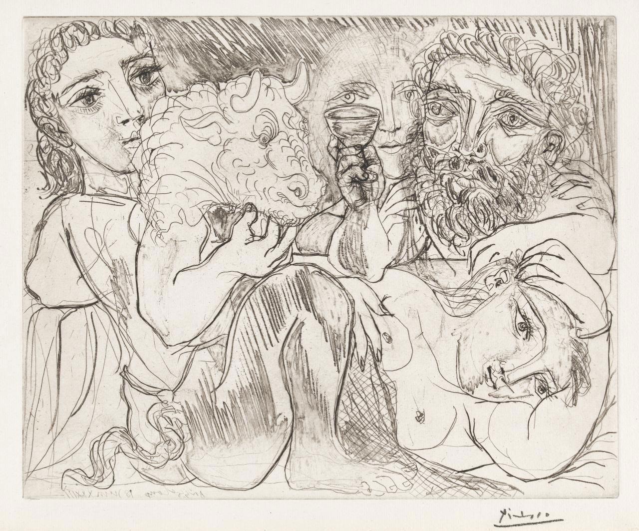 Minotaur, Drunkard and Women (Minotaur, Buveur et Femmes - 4th state) - Print by Pablo Picasso