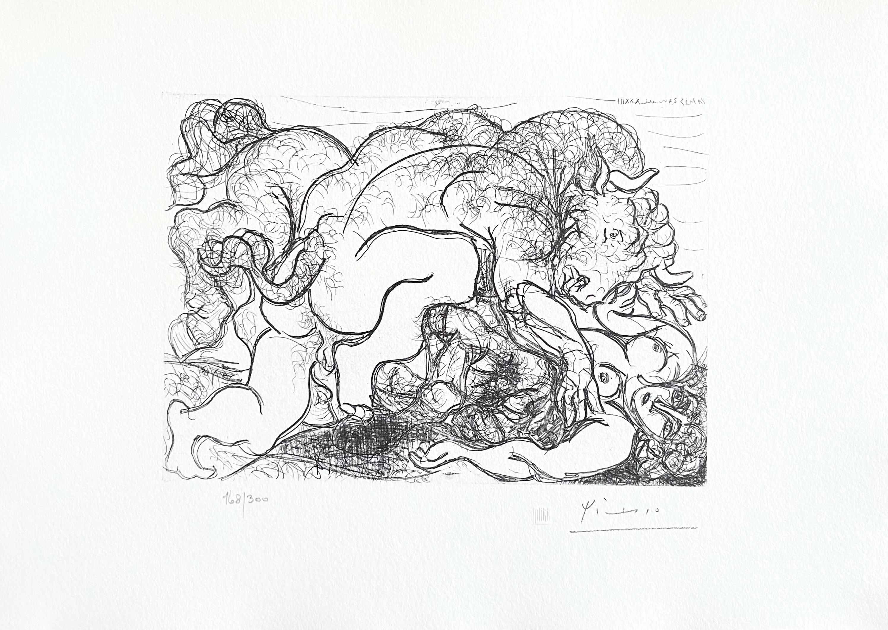 Picasso, Minotaure attaquant une Amazone (nach) – Print von Pablo Picasso