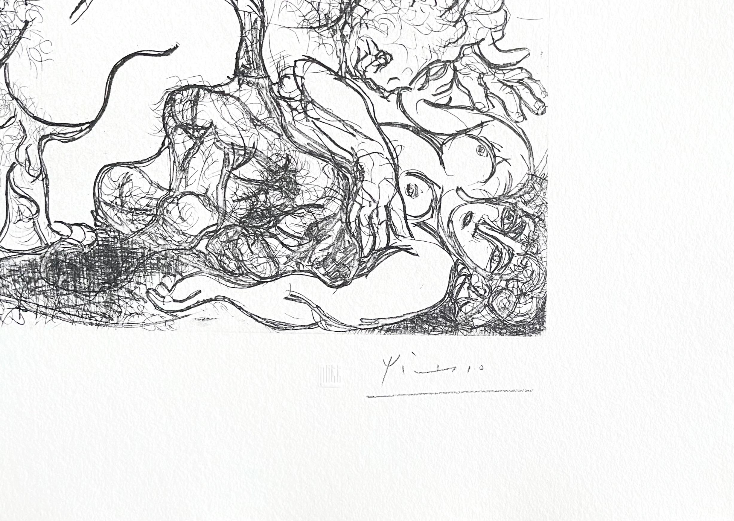 Picasso, Minotaure attaquant une Amazone (nach) (Kubismus), Print, von Pablo Picasso