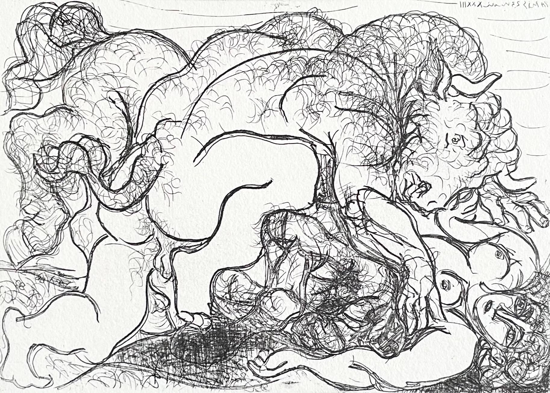Pablo Picasso Nude Print - Picasso, Minotaure attaquant une Amazone (after)