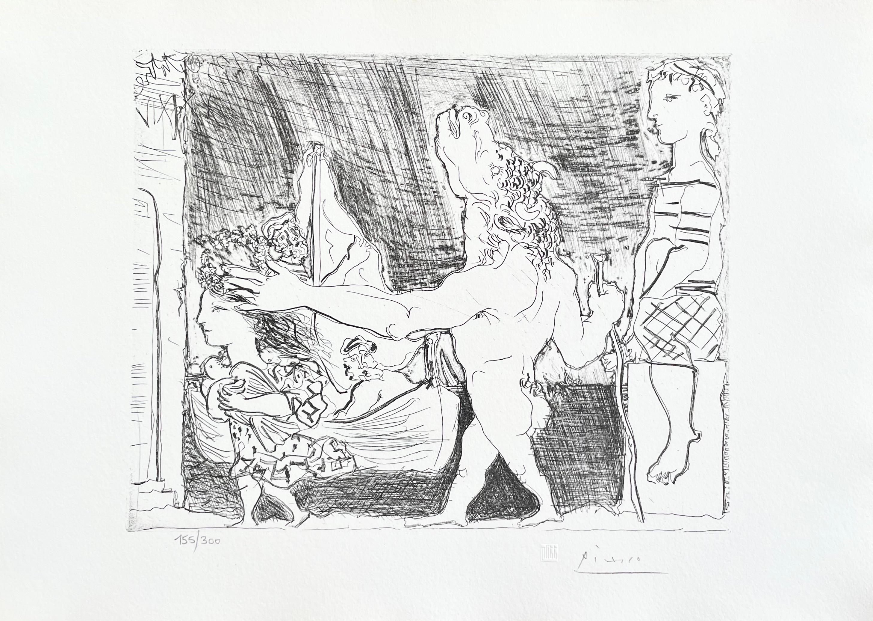 Picasso, Minotaure aveugle guidé dans la Nuit par une Petite (after) - Print by Pablo Picasso