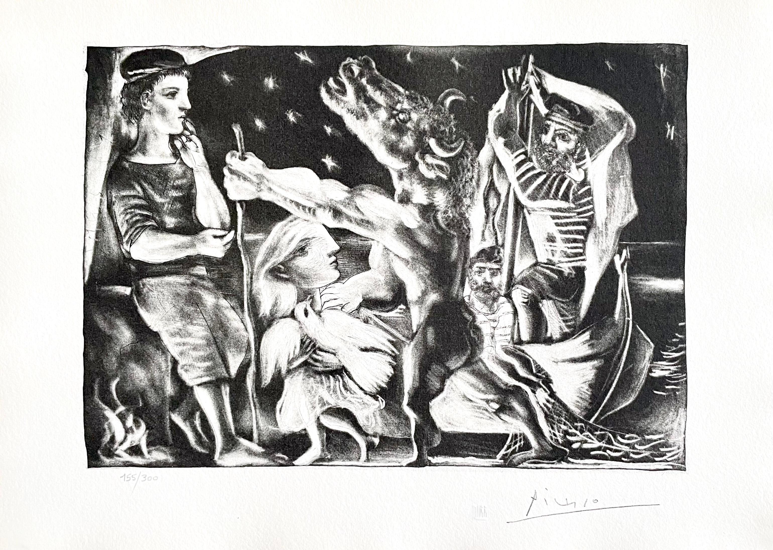 Picasso, Minotaure aveugle guidé par une Fillette dans la Nuit (after) - Print by Pablo Picasso