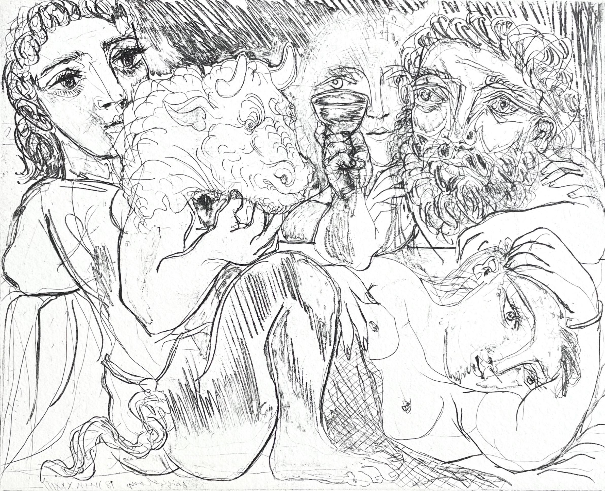 Picasso, Minotaure, Buveur et Femmes (after)