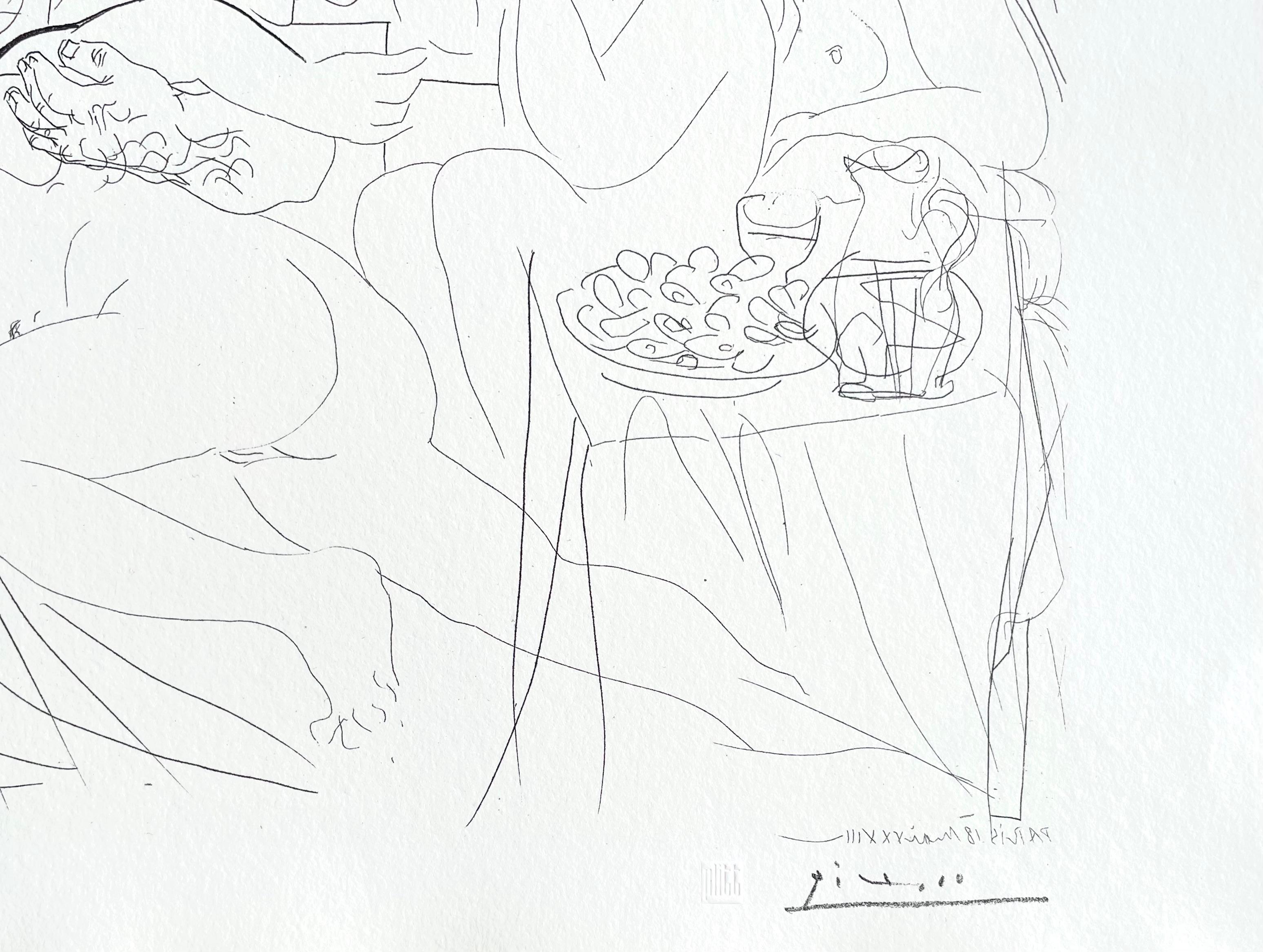 Picasso, Minotaure Caressant Une Femme (nach) (Kubismus), Print, von Pablo Picasso