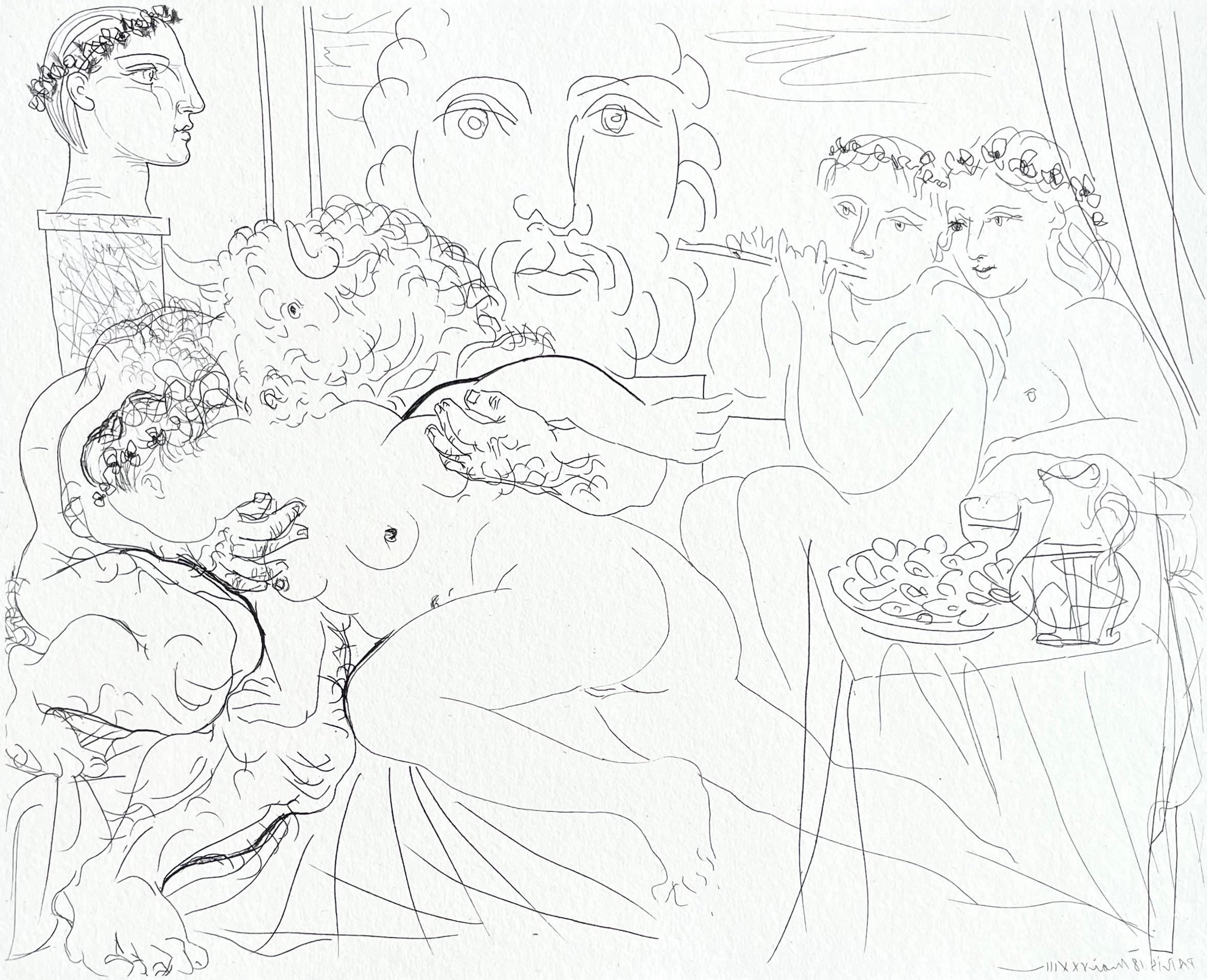 Pablo Picasso Nude Print - Picasso, Minotaure Caressant Une Femme (after)