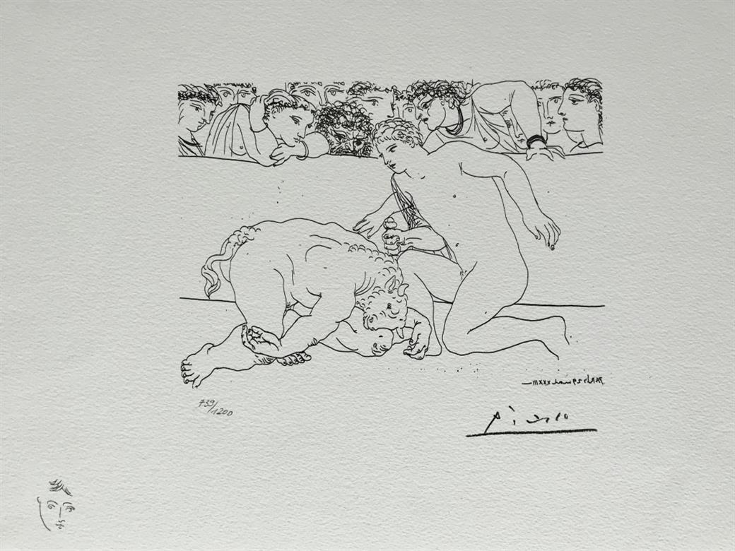 Lithograph in limited edition on Arches paper, signed in the plate. The original artworks are 100 different draws made between 1930 and 1937 following the order of Vollard, art dealer in Paris. 
Copyright by SPADEM on the lithograph
Limited edition