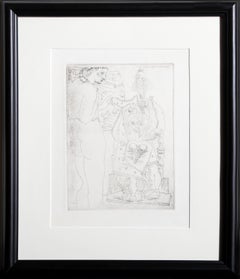 Modèl et sculpture surréaliste, acquaforte cubista (after) Pablo Picasso